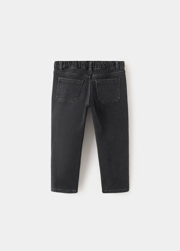 Slim fit jeans with cord drawstring — Black denim