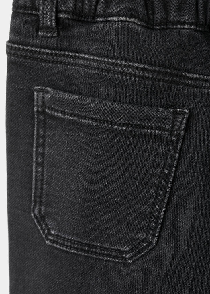 Slim fit jeans with cord drawstring — Black denim