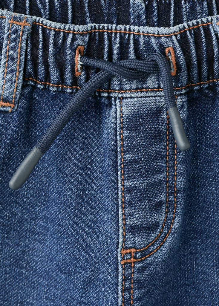 Slim fit jeans with cord drawstring — Dark Blue