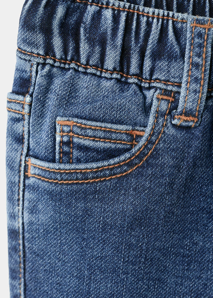 Slim fit jeans with cord drawstring — Dark Blue