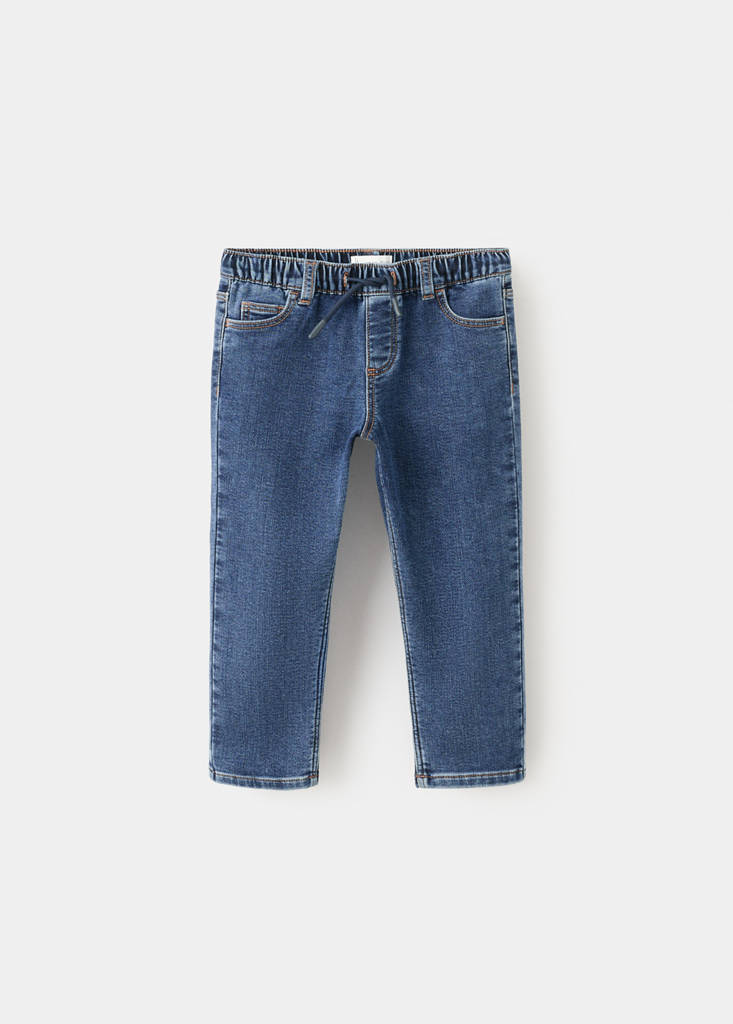 Slim fit jeans with cord drawstring — Dark Blue