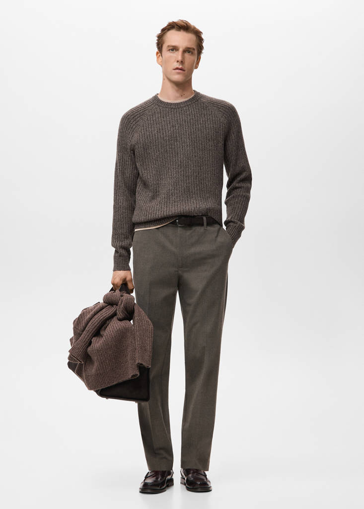 Wool-blend rib-knit sweater — Chocolate