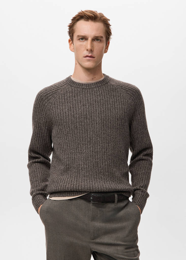 Wool-blend rib-knit sweater — Chocolate