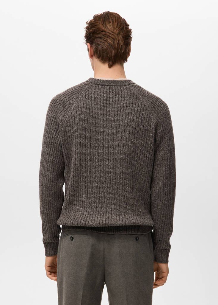 Wool-blend rib-knit sweater — Chocolate