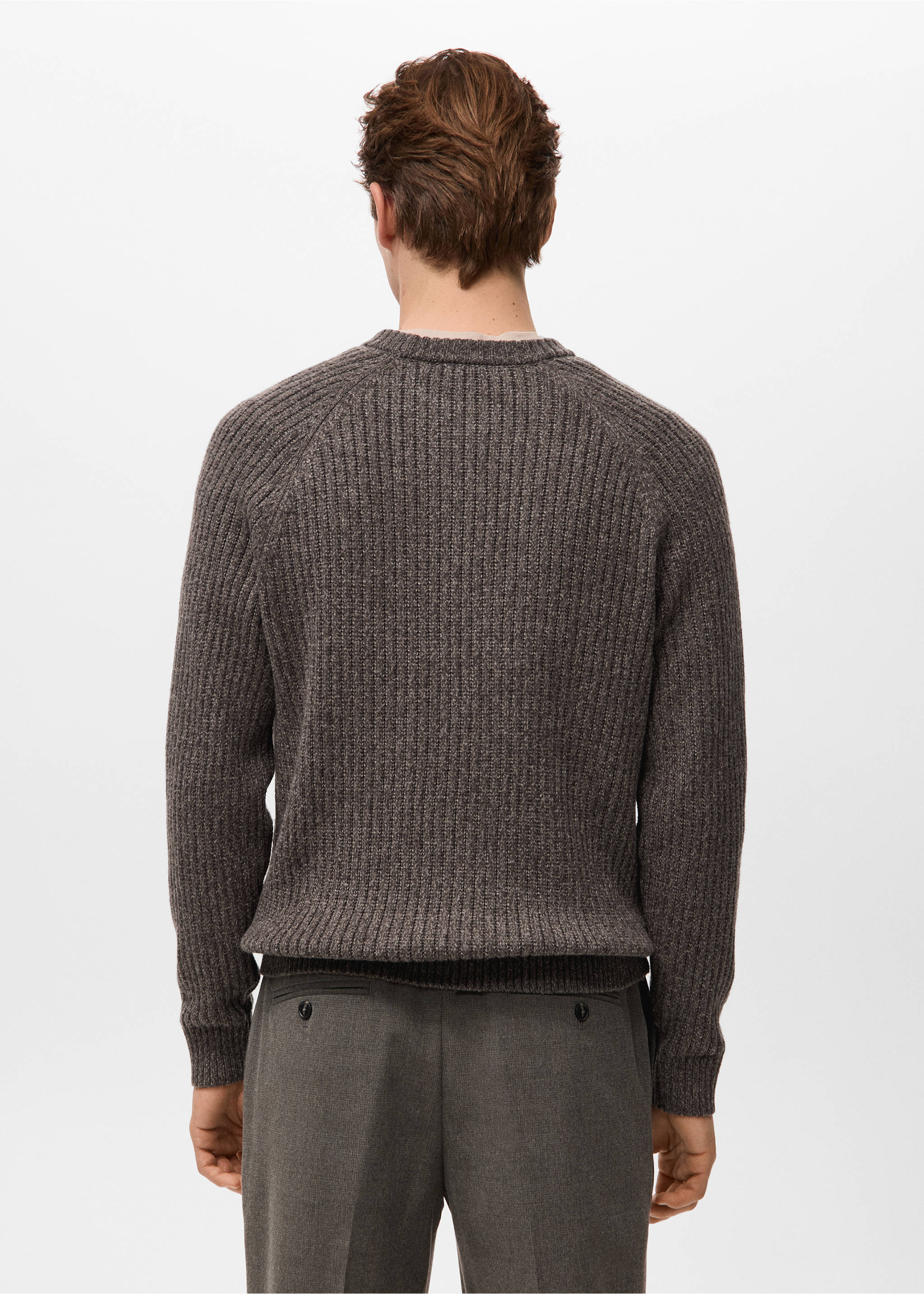 울 혼방 골지 니트 스웨터 - 상품 반전:, 초콜렛. Ref: 27041252-00.