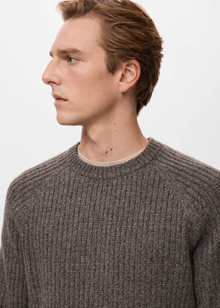 Wool-blend rib-knit sweater — Chocolate