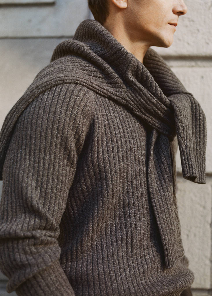 Wool-blend rib-knit sweater — Chocolate