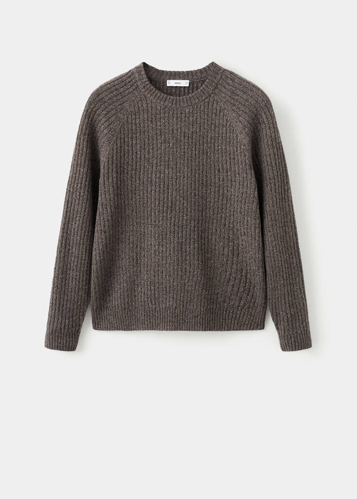 Wool-blend rib-knit sweater — Chocolate