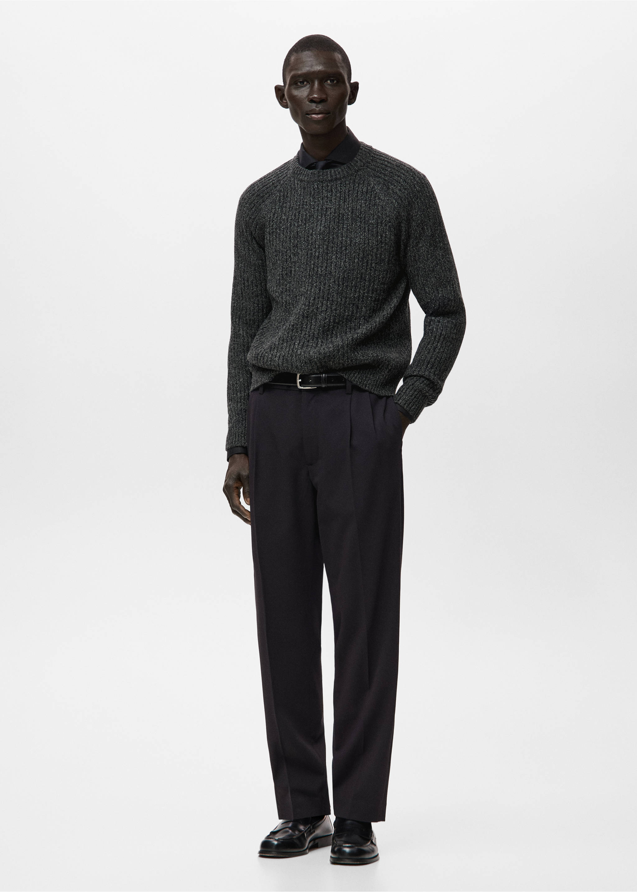 Wool-blend rib-knit sweater - General plane, Dark Heather Grey. Ref: 27041252-00.