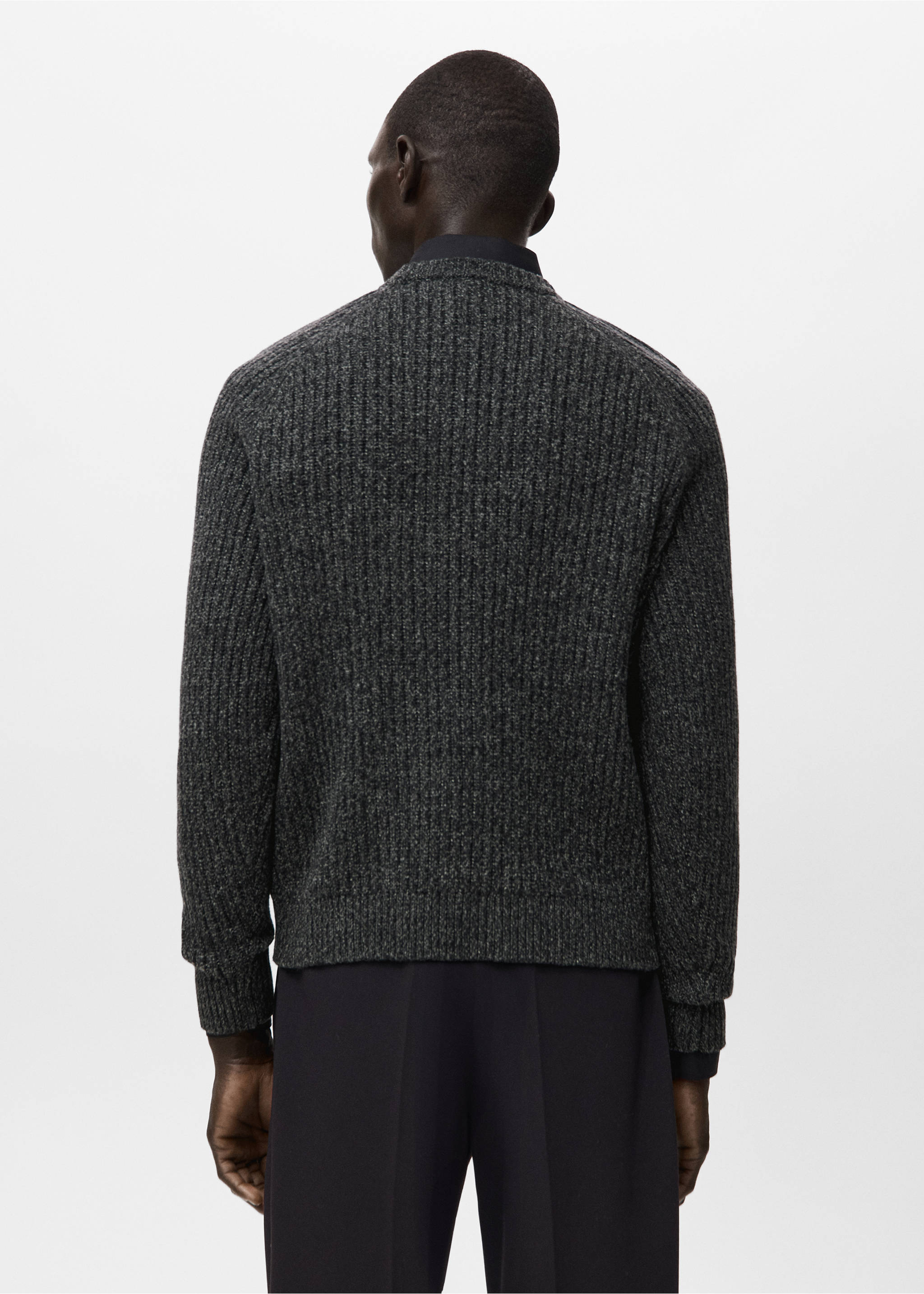 Wool-blend rib-knit sweater - Reverse of the article, Dark Heather Grey. Ref: 27041252-00.