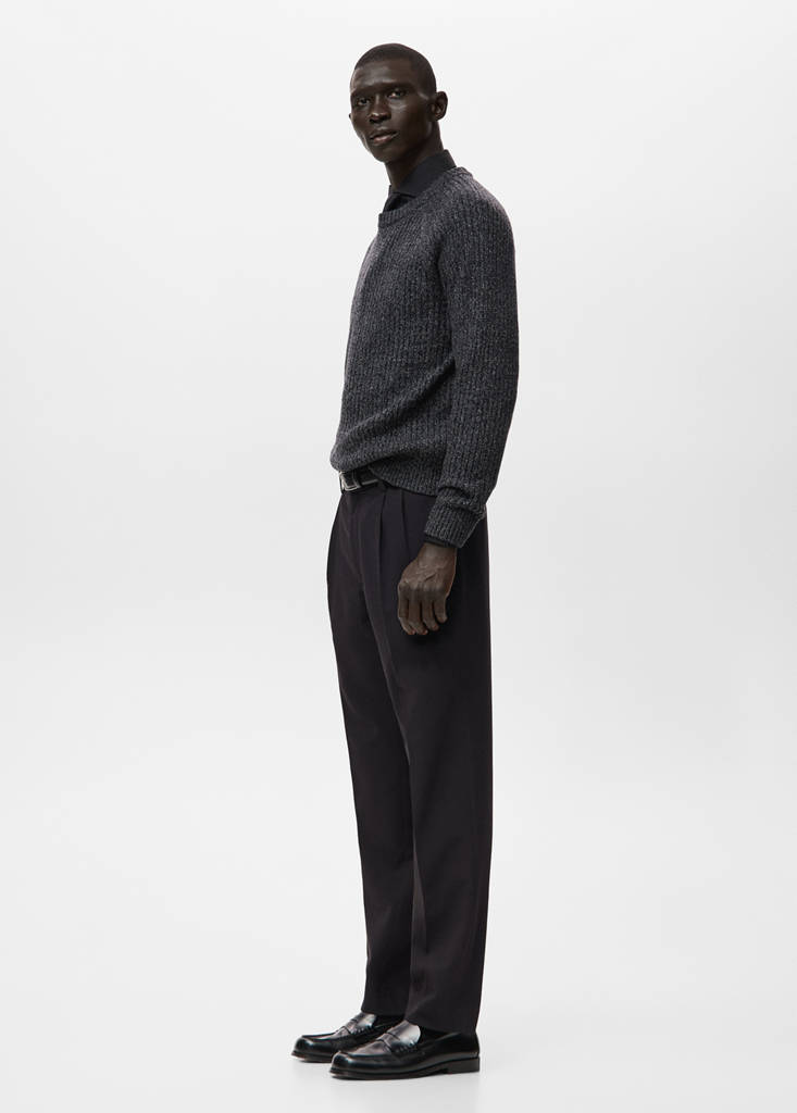 Wool-blend rib-knit sweater — Dark Heather Grey