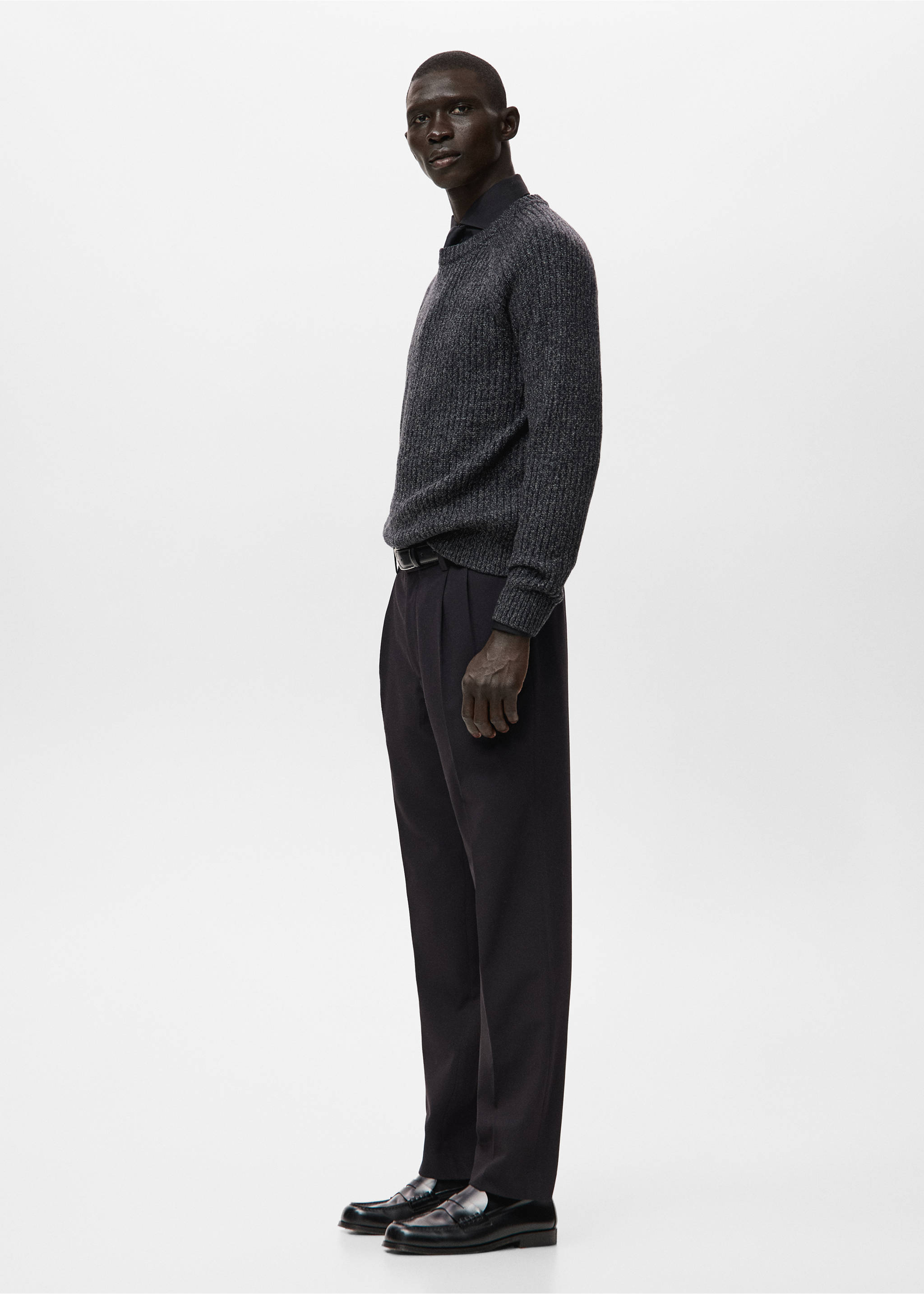 Wool-blend rib-knit sweater - Details of the article 2, Dark Heather Grey. Ref: 27041252-00.