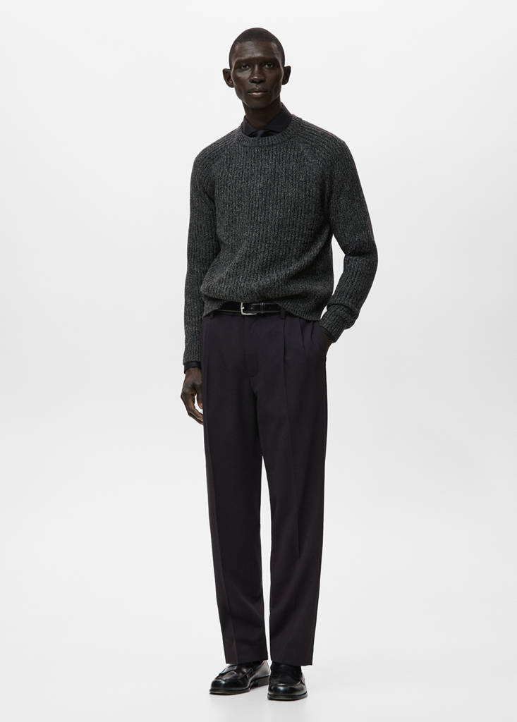 Wool-blend rib-knit sweater — Dark Heather Grey