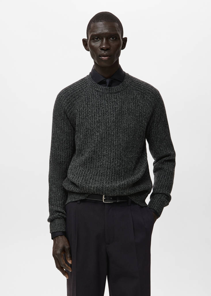 Wool-blend rib-knit sweater — Dark Heather Grey
