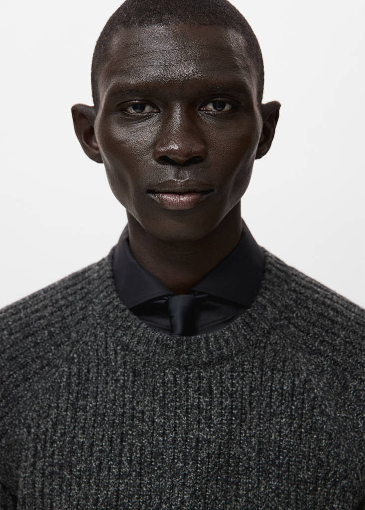 Wool-blend rib-knit sweater — Dark Heather Grey