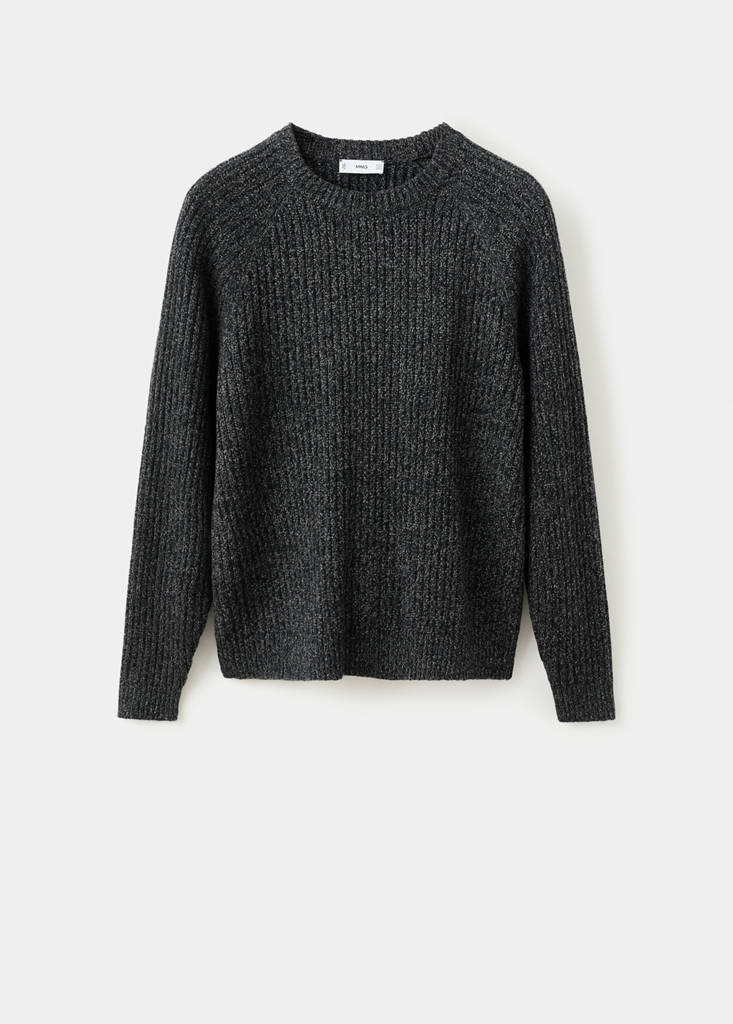 Wool-blend rib-knit sweater — Dark Heather Grey