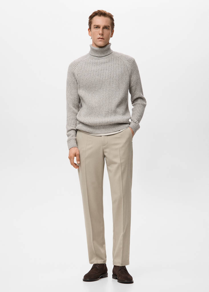 Wool-blend turtleneck sweater — Beige