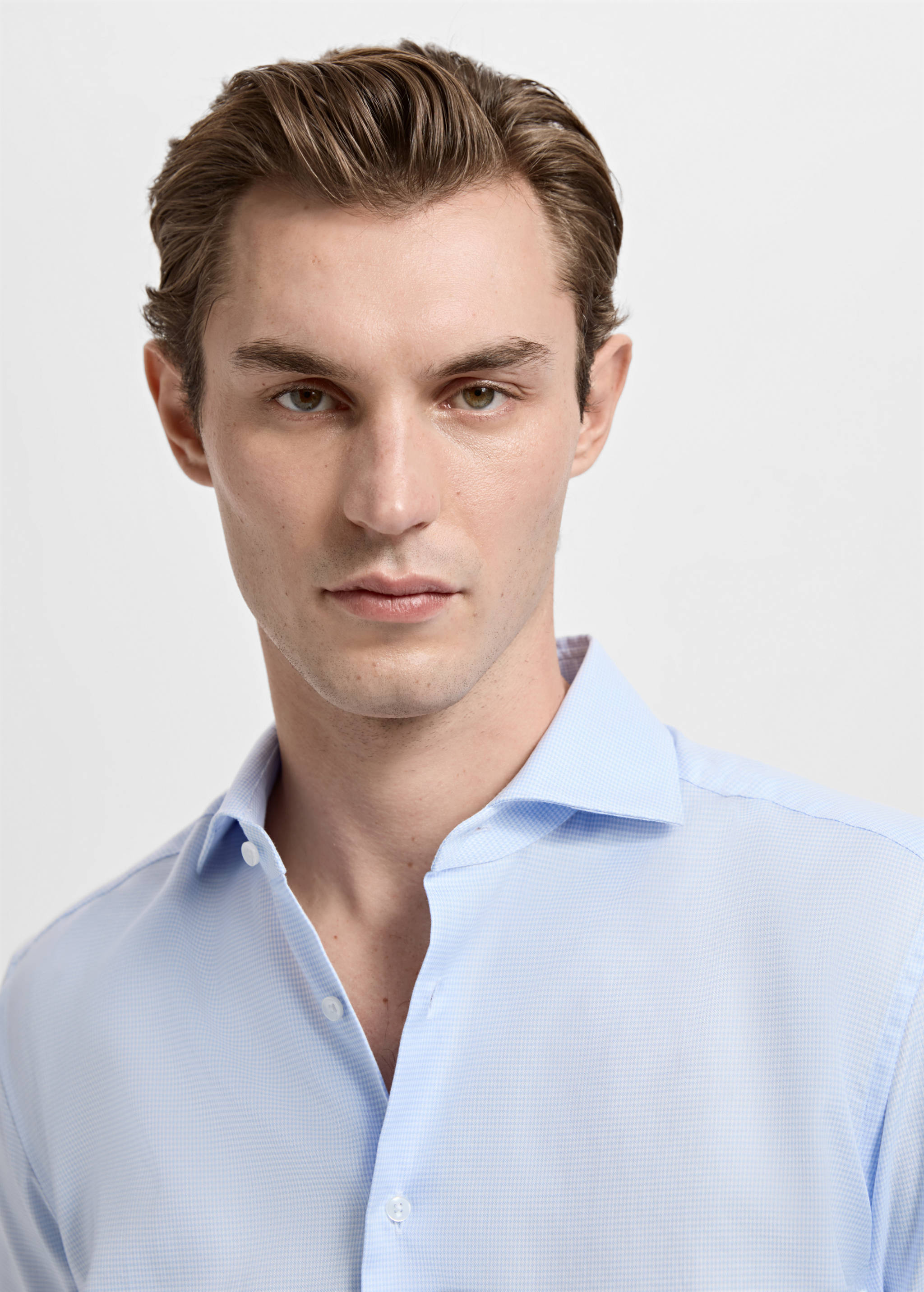 Костюмная рубашка slim fit из твила с микропринтом - Деталь изделия 1