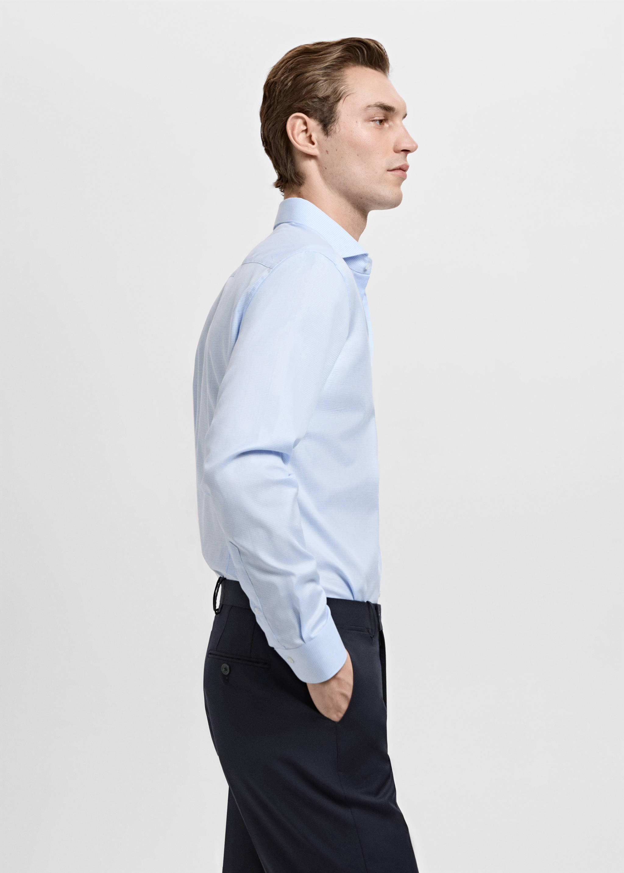 Костюмная рубашка slim fit из твила с микропринтом - Деталь изделия 2