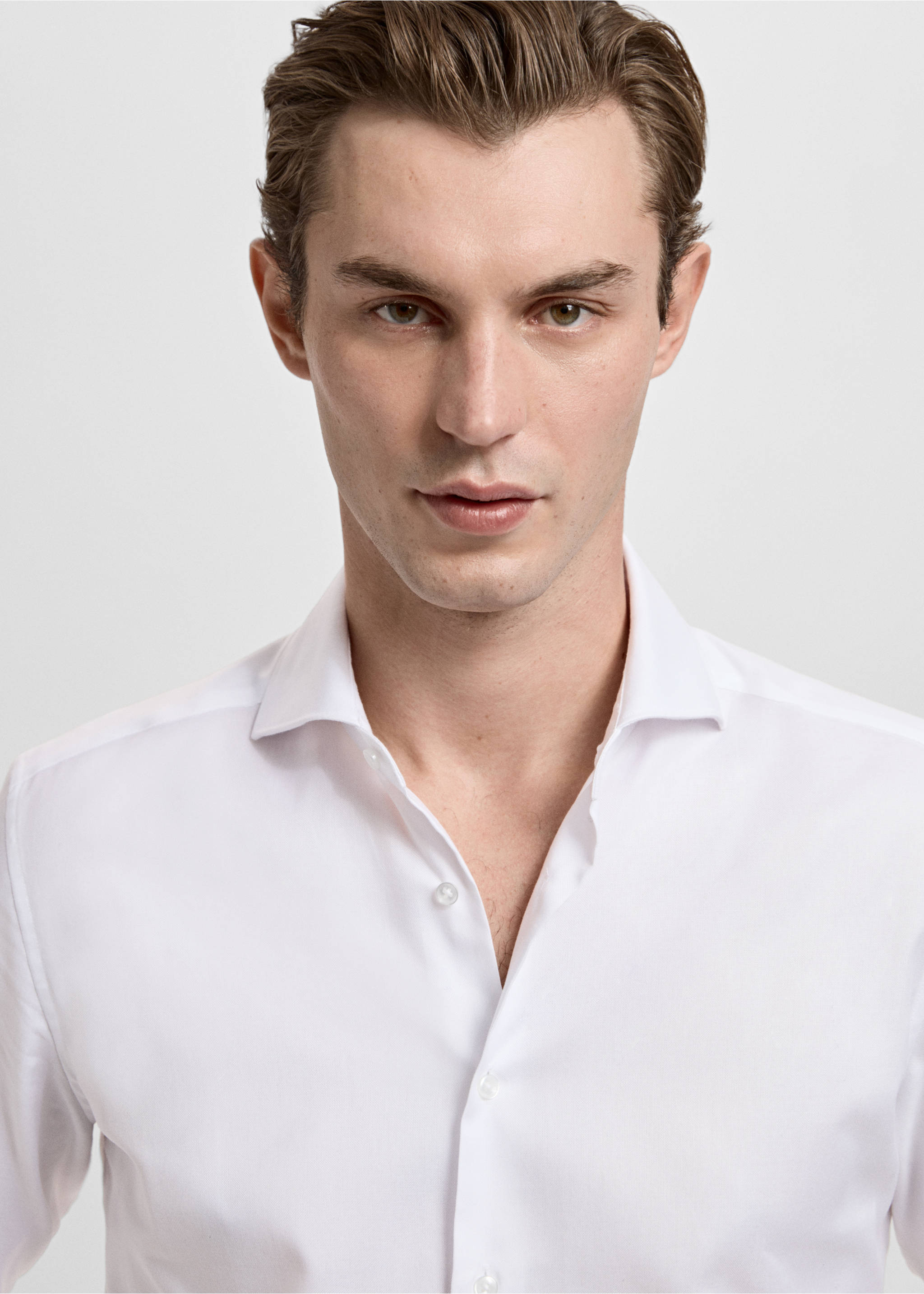 修身版型棉质西装衬衫 - null, 白色. Ref: 27041256-00.