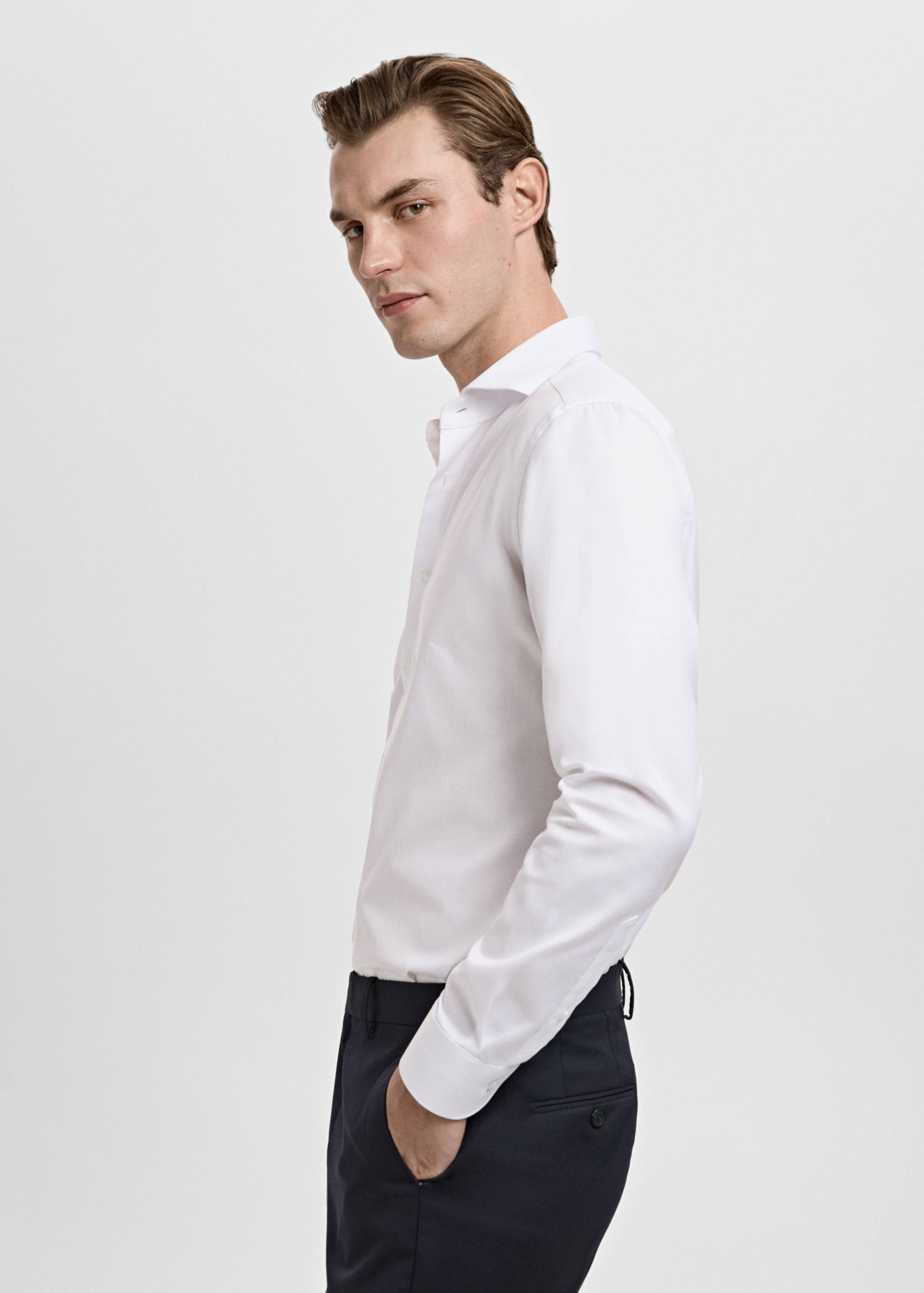 修身版型棉质西装衬衫 - null