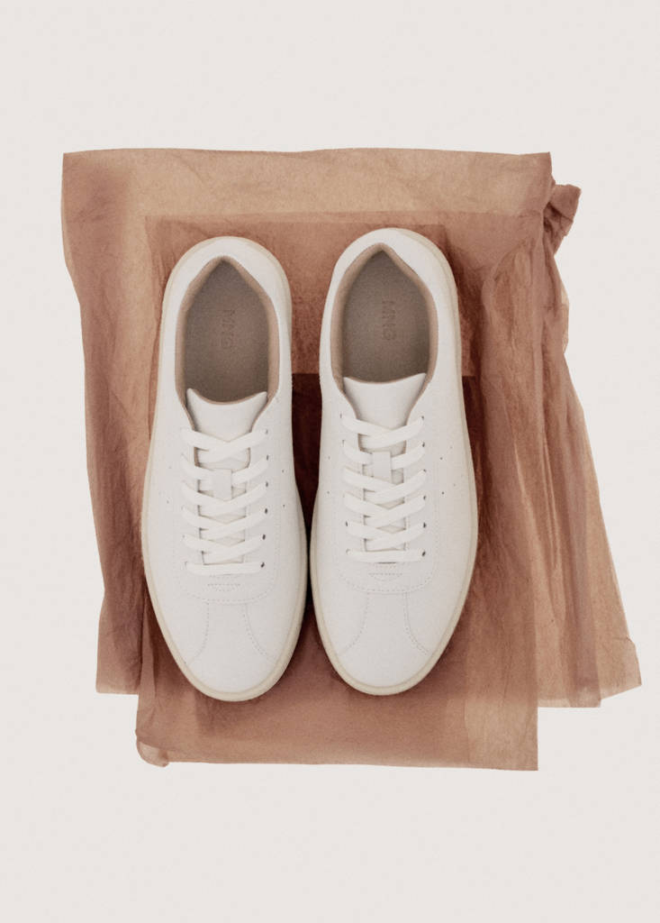 Leather panel sneaker — White