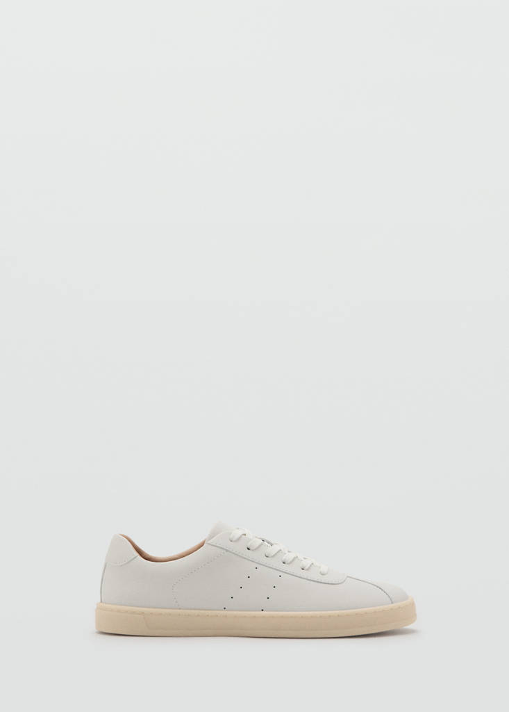 Leather panel sneaker — White