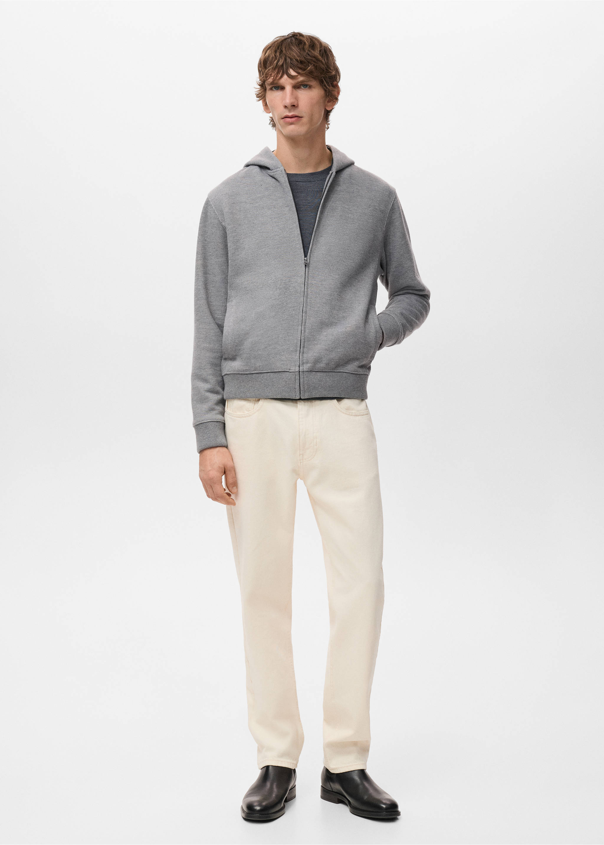 Dessuadora caputxa textura - Pla general, Gris clar vigoré. Ref: 27041260-00.