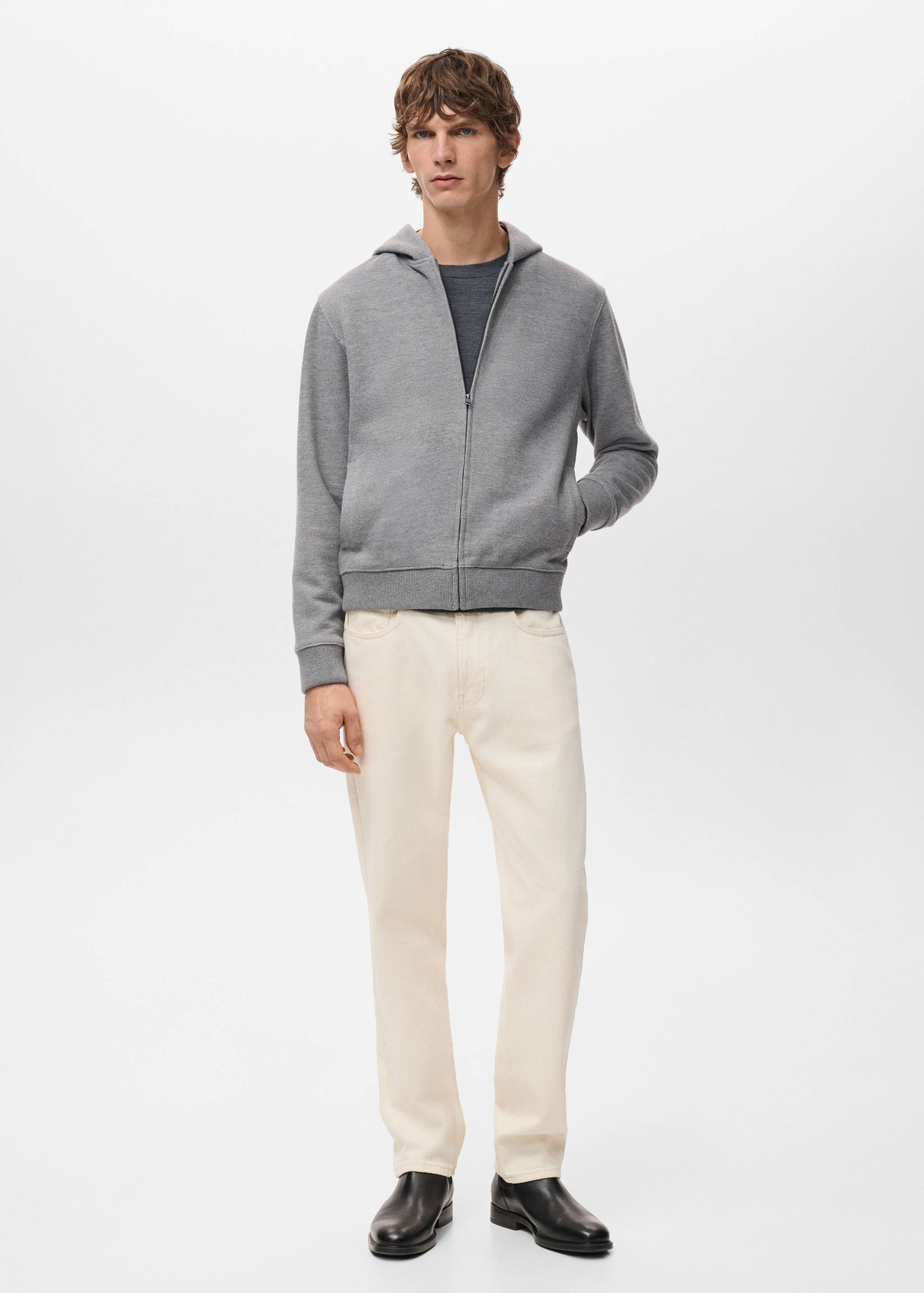 Textured hooded sweatshirt - General plane