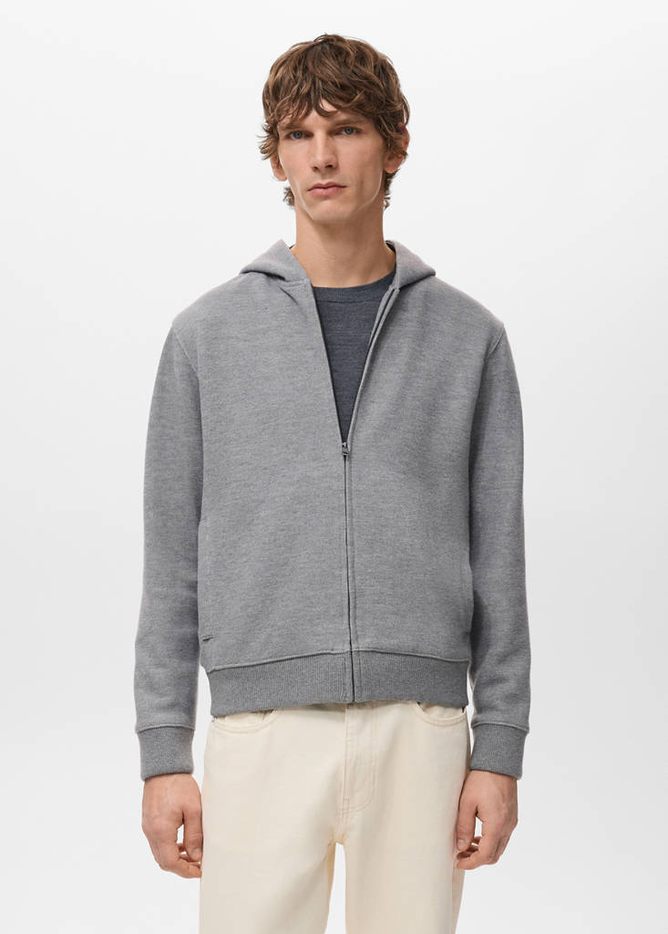 Textured hooded sweatshirt — Light Heather Grey