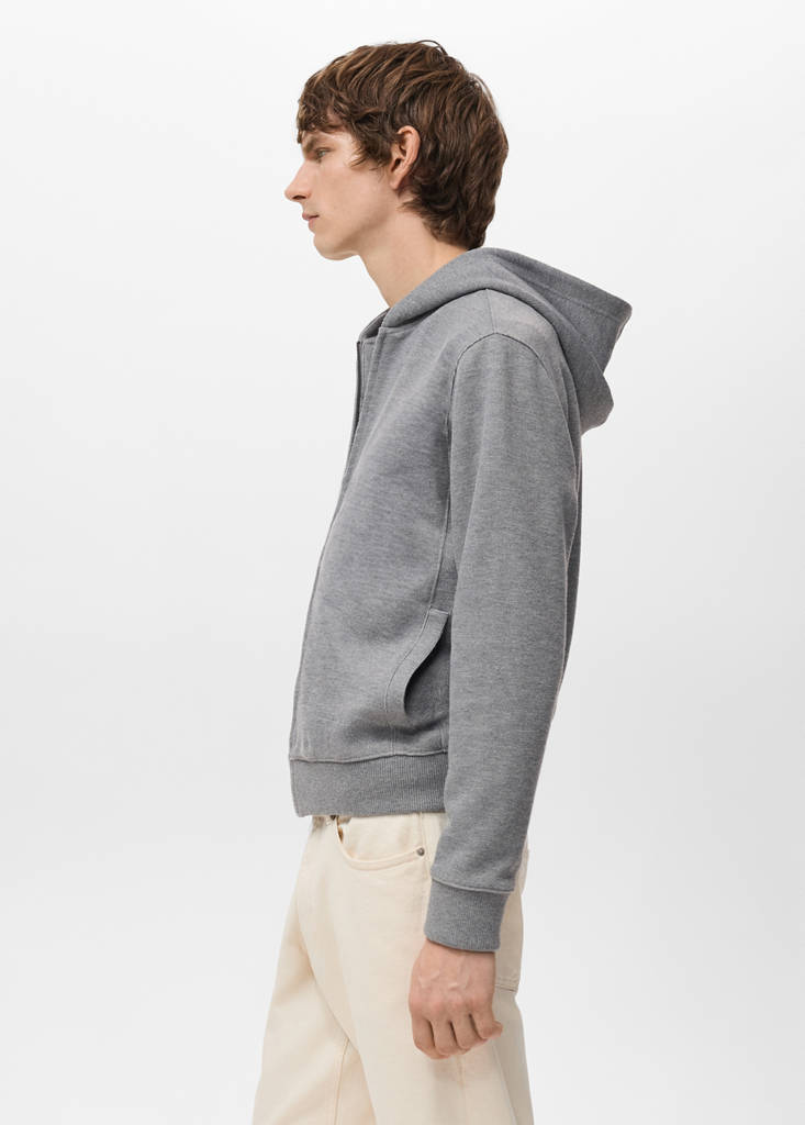 Textured hooded sweatshirt — Light Heather Grey