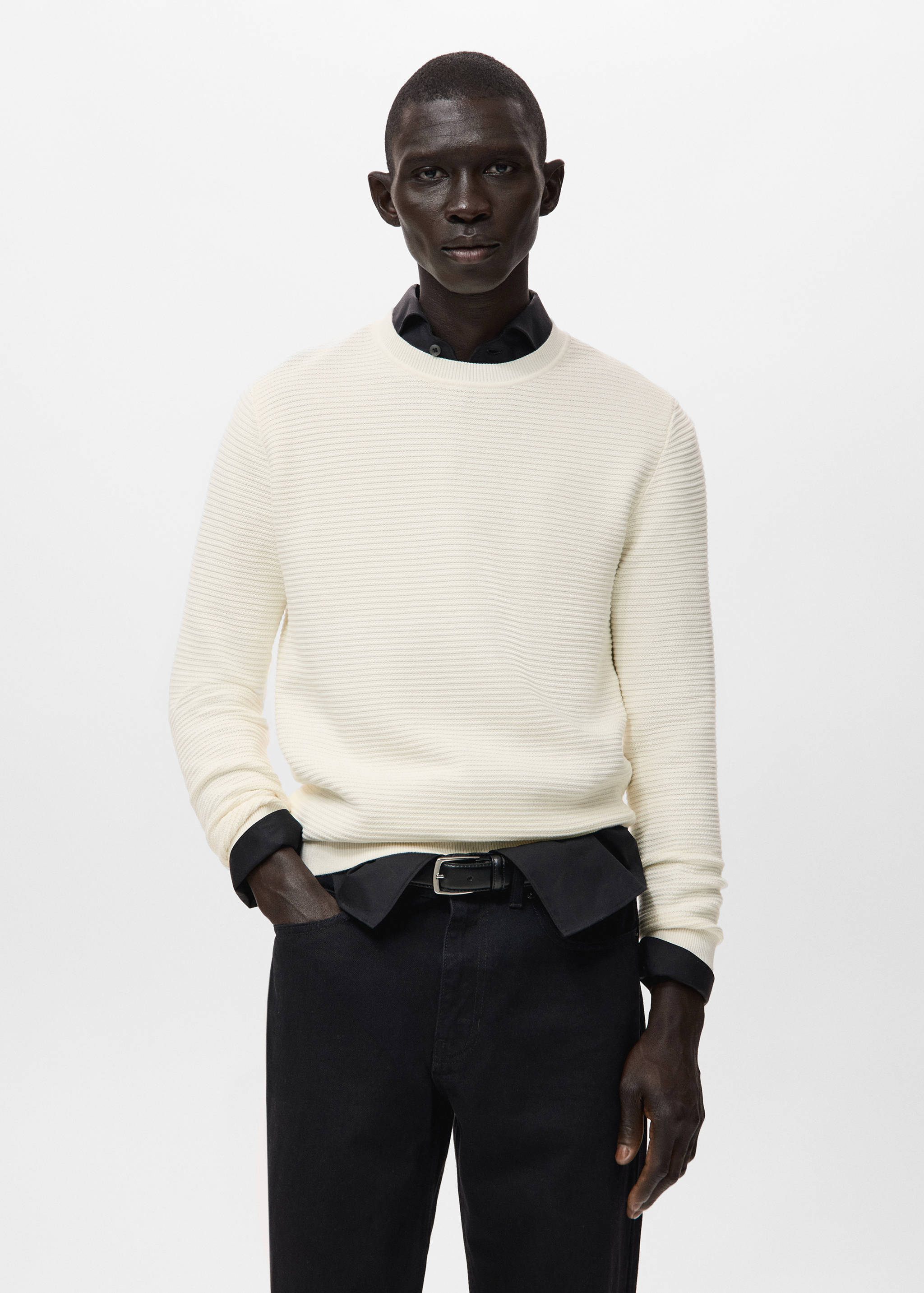 100%纯棉结构针织毛衣 - null