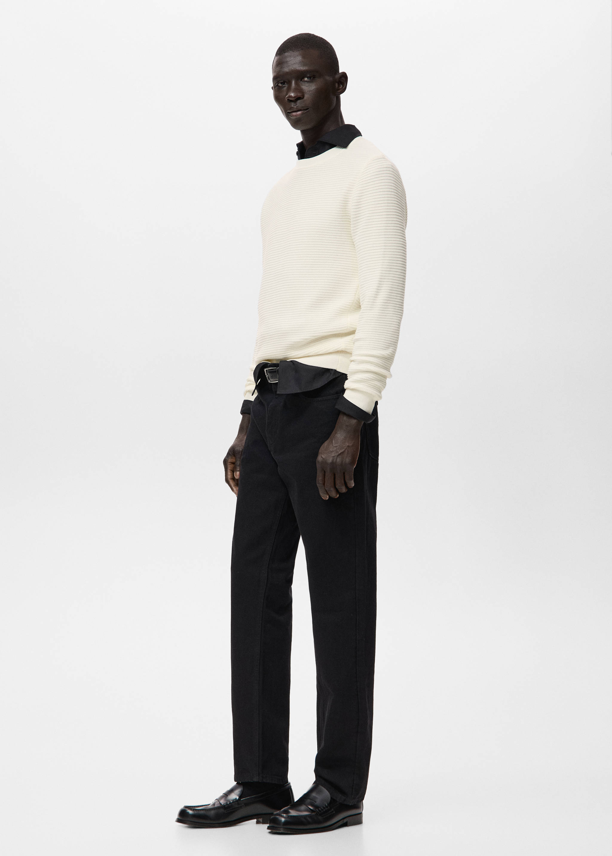 100%纯棉结构针织毛衣 - null