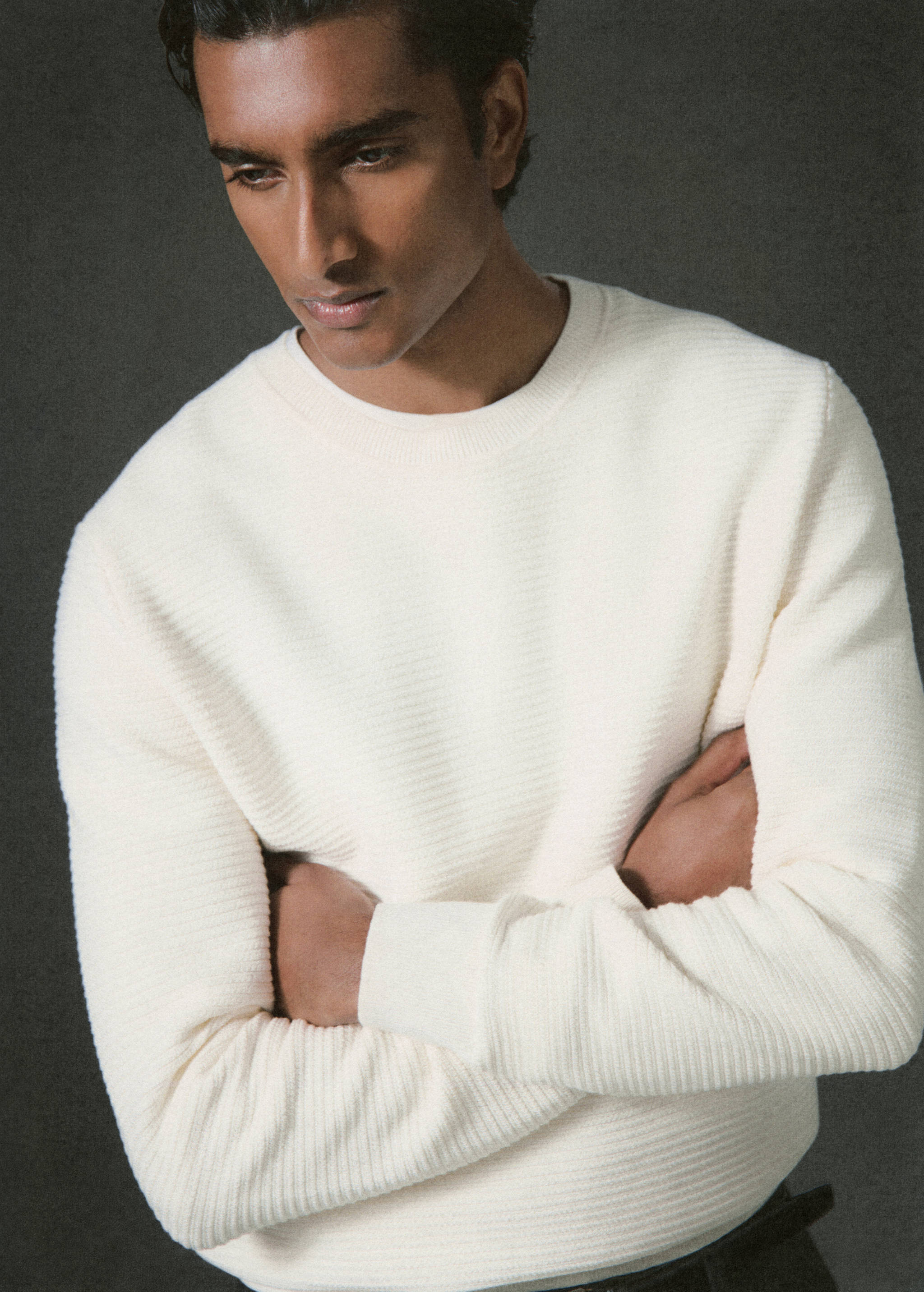100% cotton structured knitted sweater - Details of the article 5