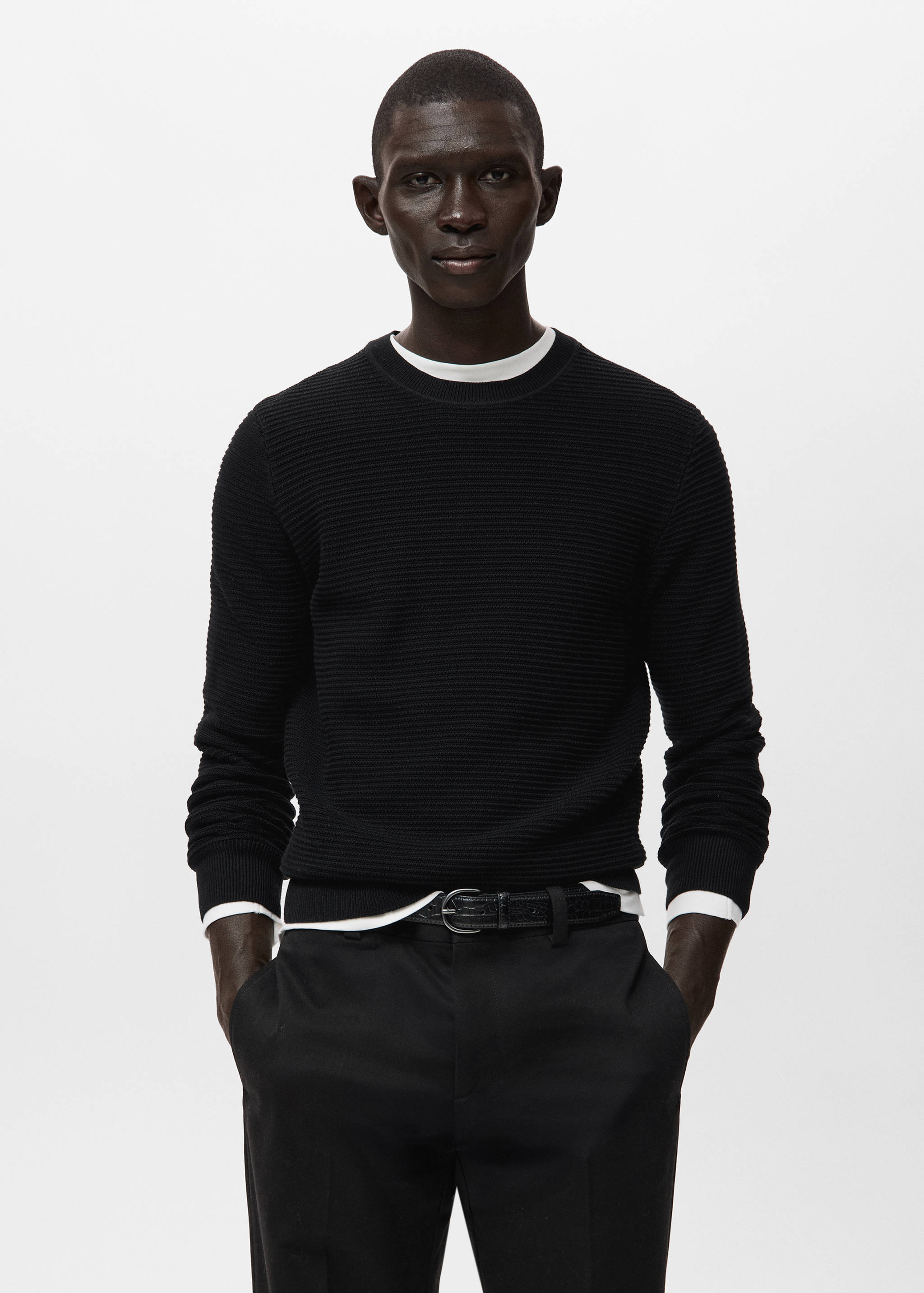 100%纯棉结构针织毛衣 - null