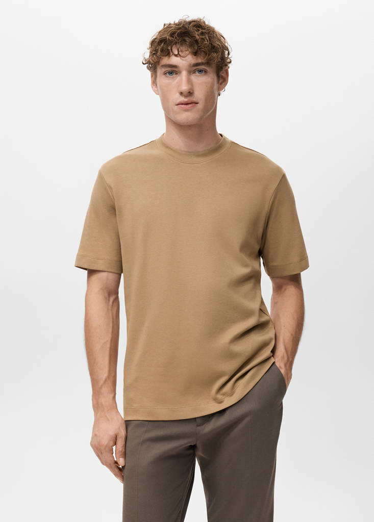 Medium weight regular fit T-shirt — Medium Brown