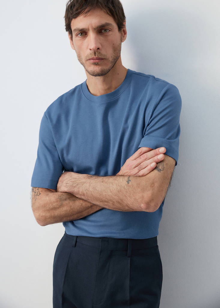 Medium weight regular fit T-shirt — China Blue