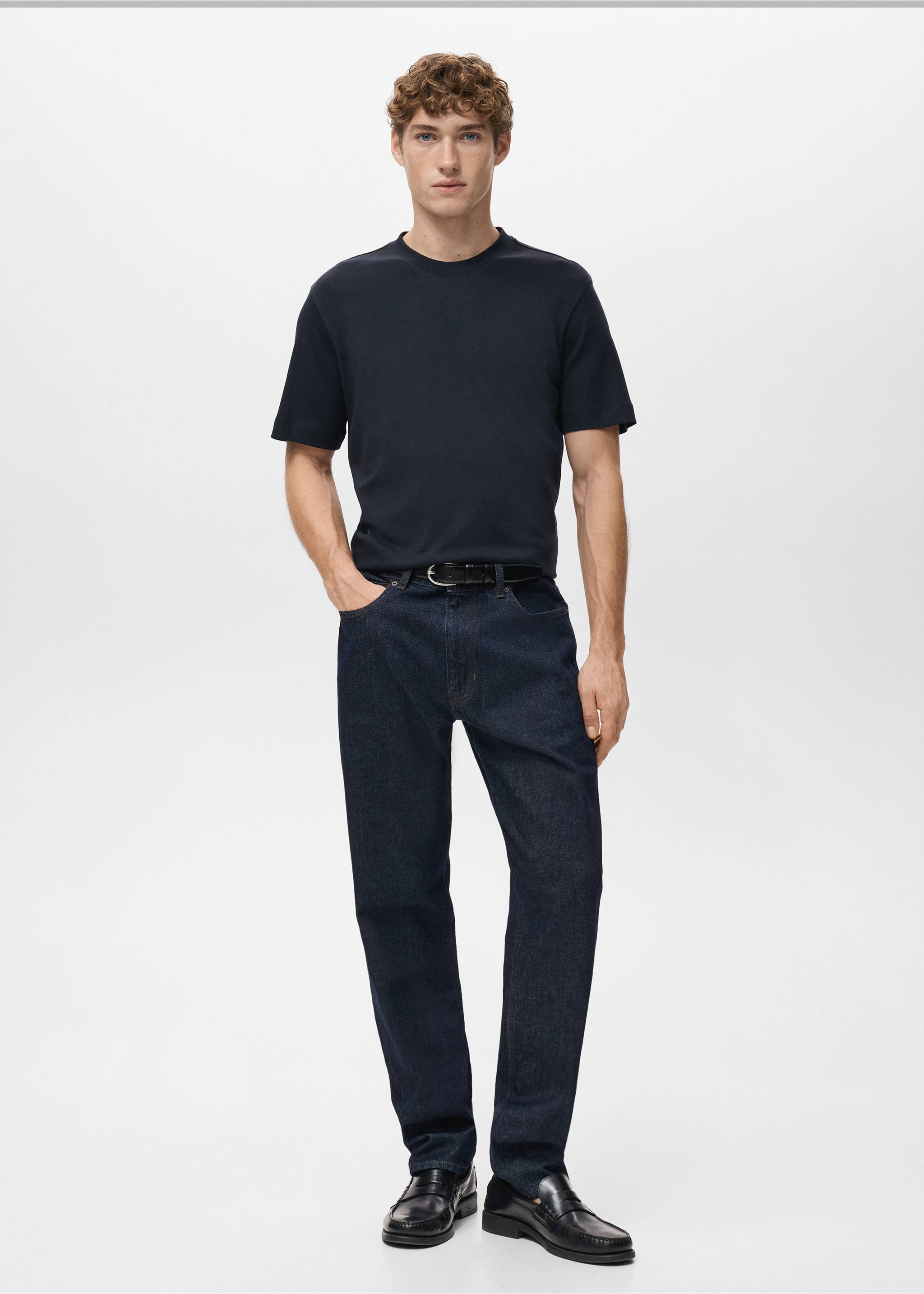 Medium weight regular fit T-shirt - Plan général, Bleu marine. Ref: 27041262-00.