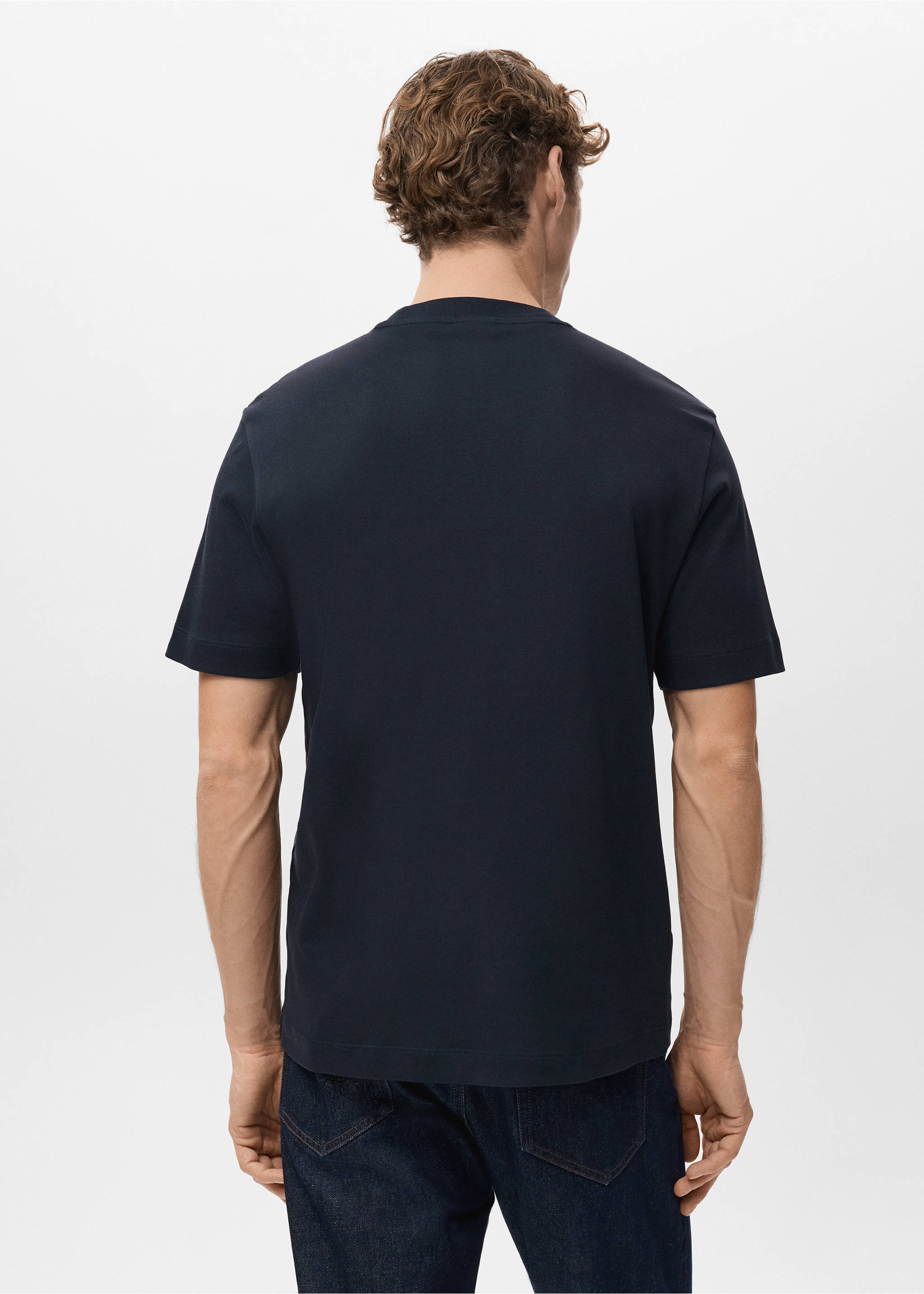 Medium weight regular fit T-shirt - Verso de l’article, Bleu marine. Ref: 27041262-00.