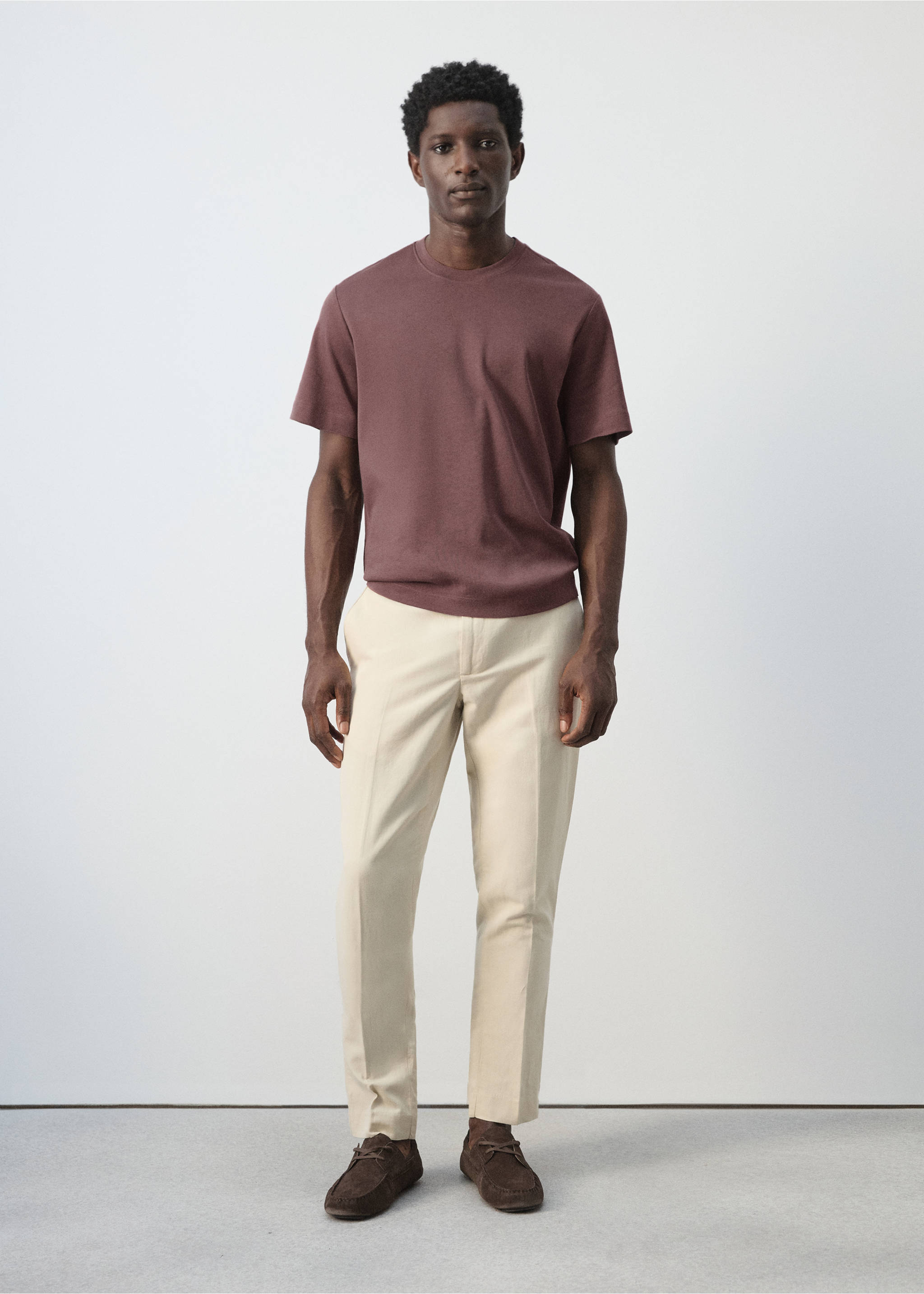 Camiseta medium weight regular fit - Plano general, Ciruela. Ref: 27041262-00.