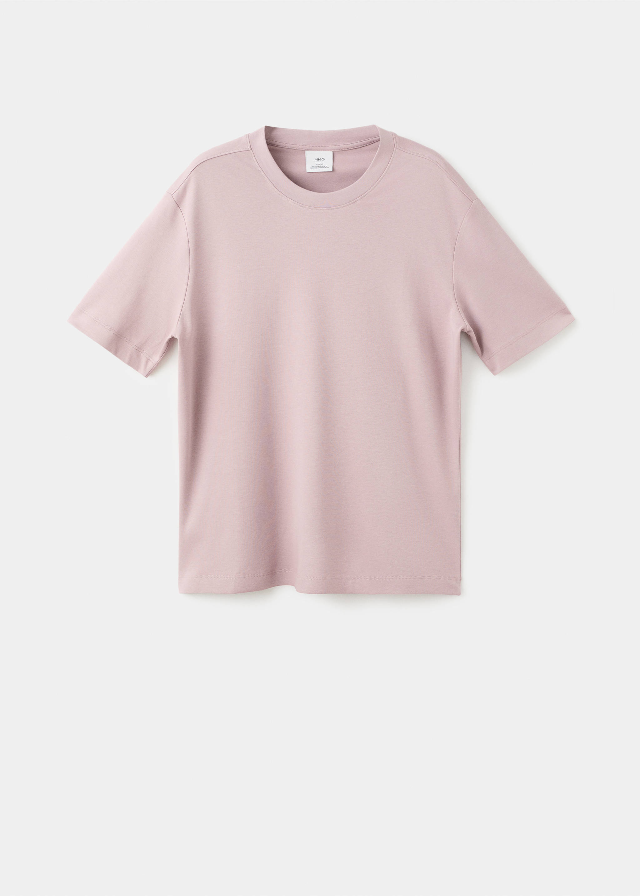 Medium weight regular fit T-shirt - Article without model, Pale Pink. Ref: 27041262-00.