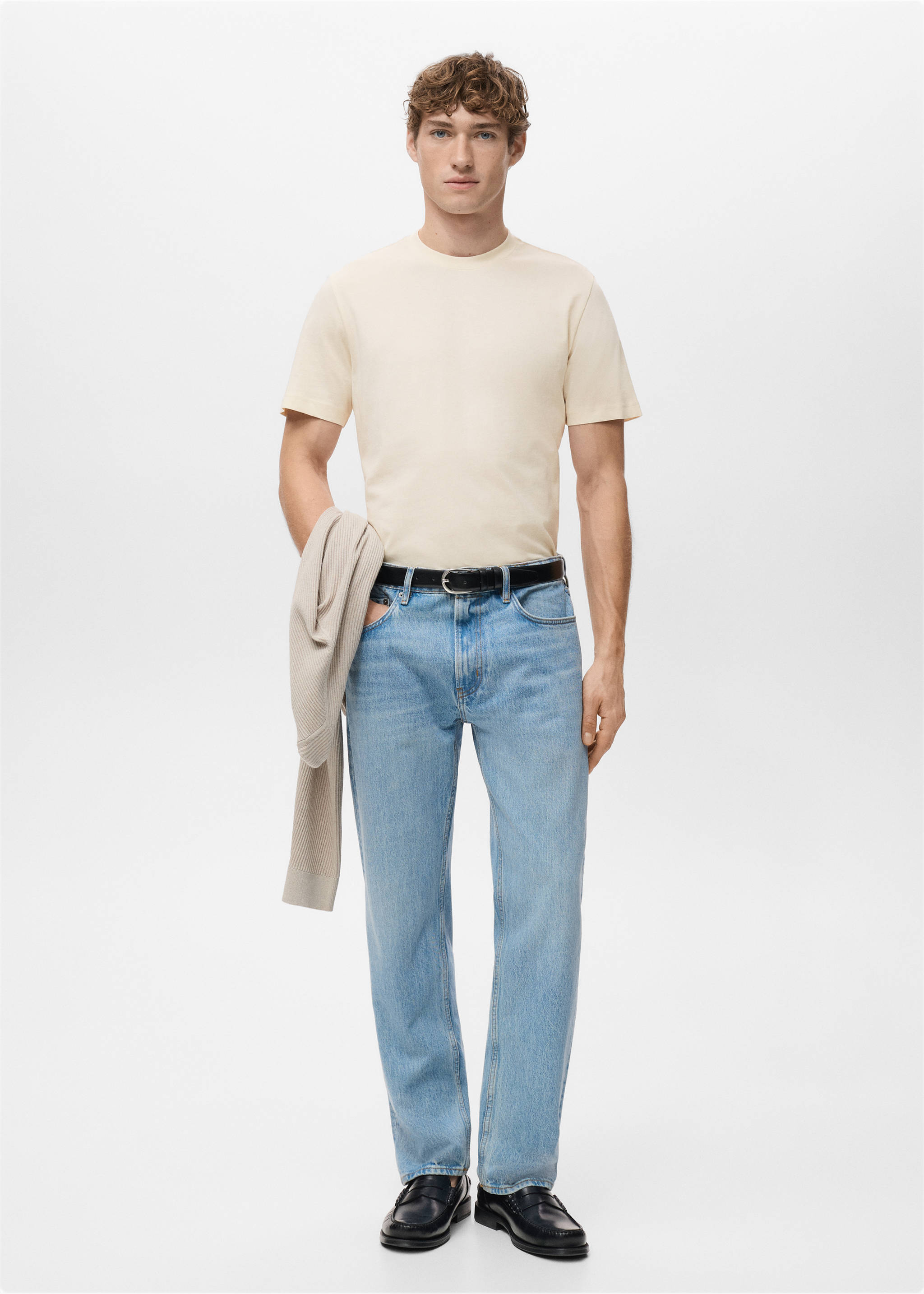 100% cotton slim-fit t-shirt - General plane, Vanilla. Ref: 27041263-00.