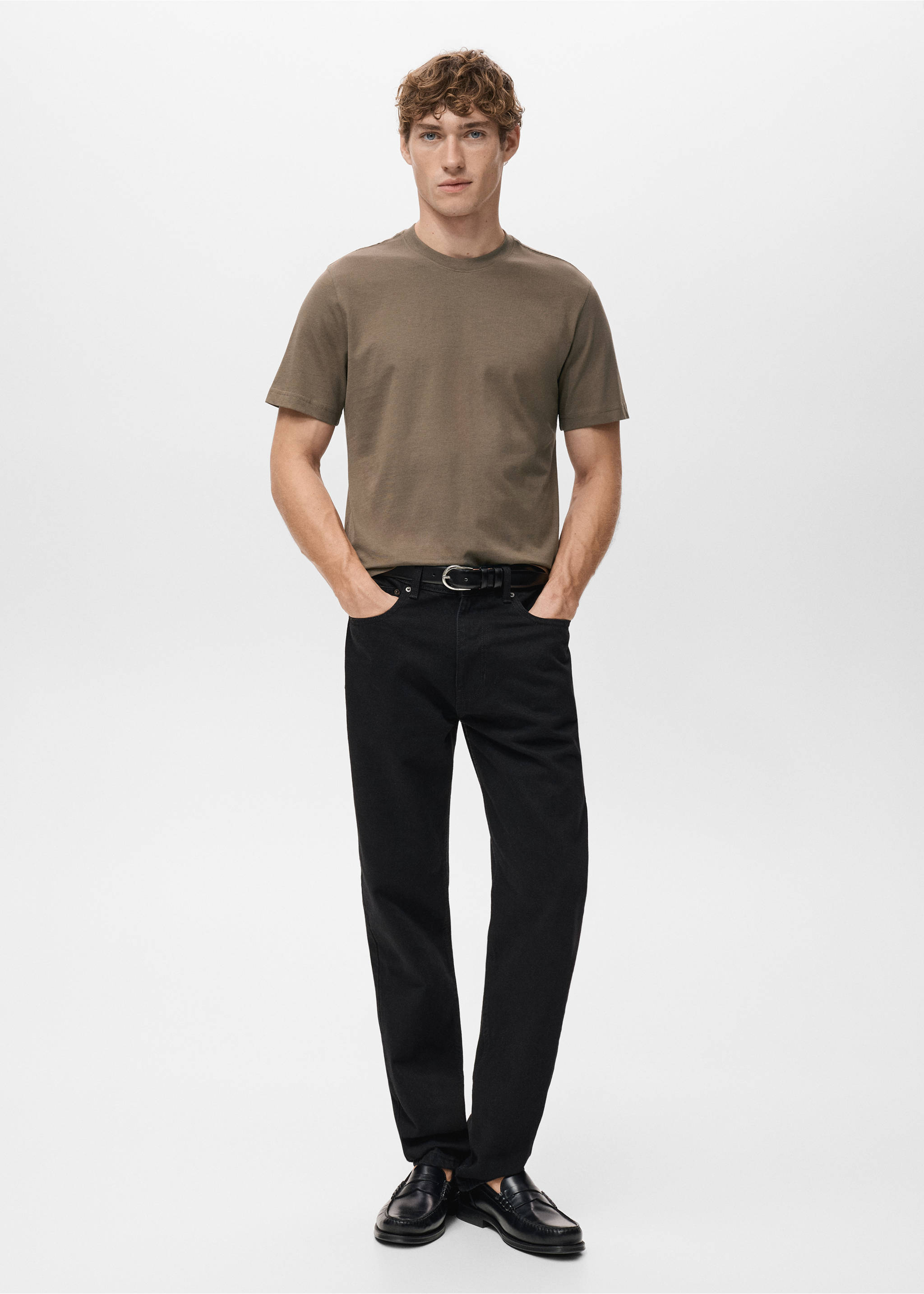 تي شيرت 100% قطن سليم فيت - رؤية عامة, بني متوسط. Ref: 27041263-00.