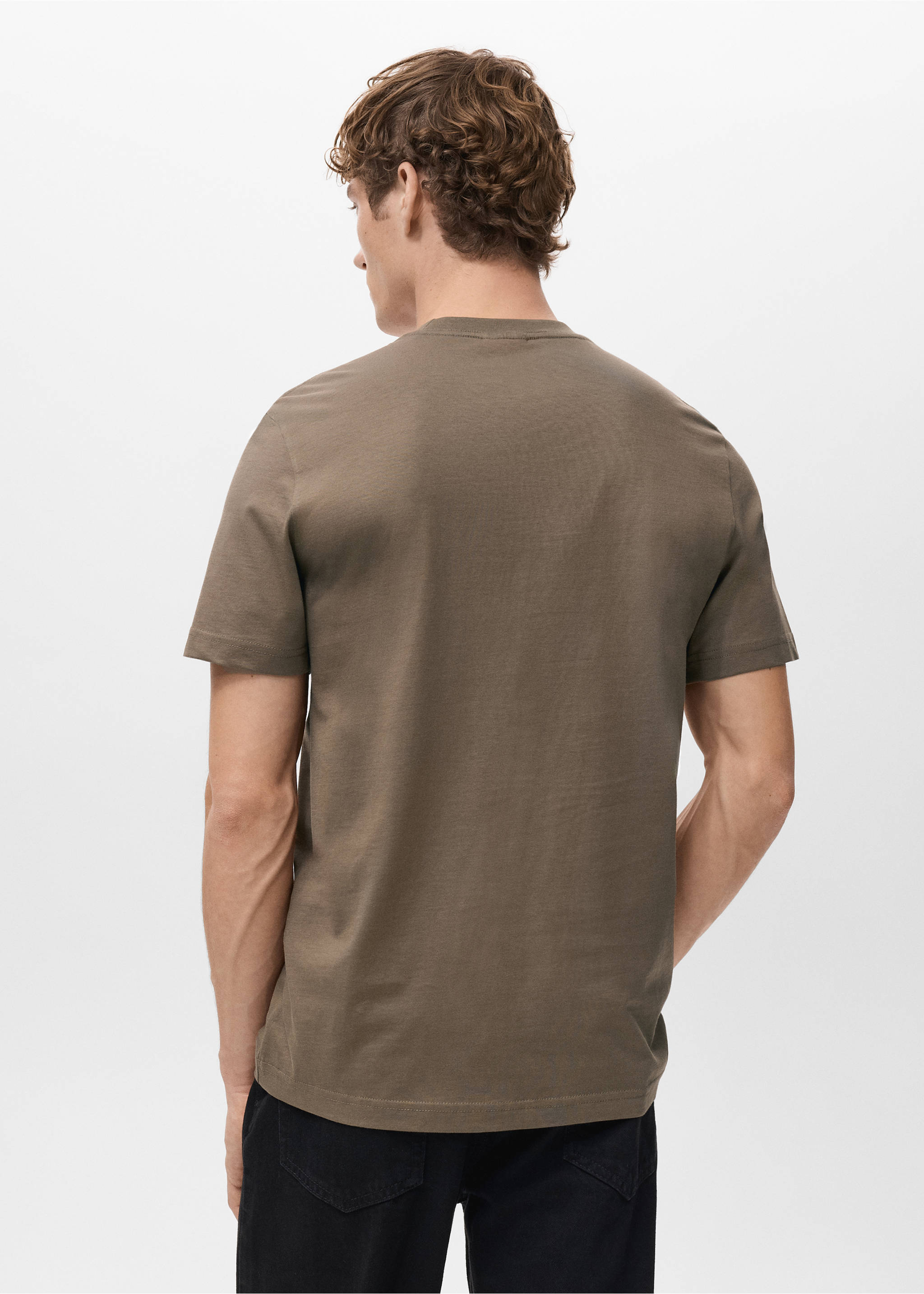 تي شيرت 100% قطن سليم فيت - الجهة الخلفية للمنتج, بني متوسط. Ref: 27041263-00.