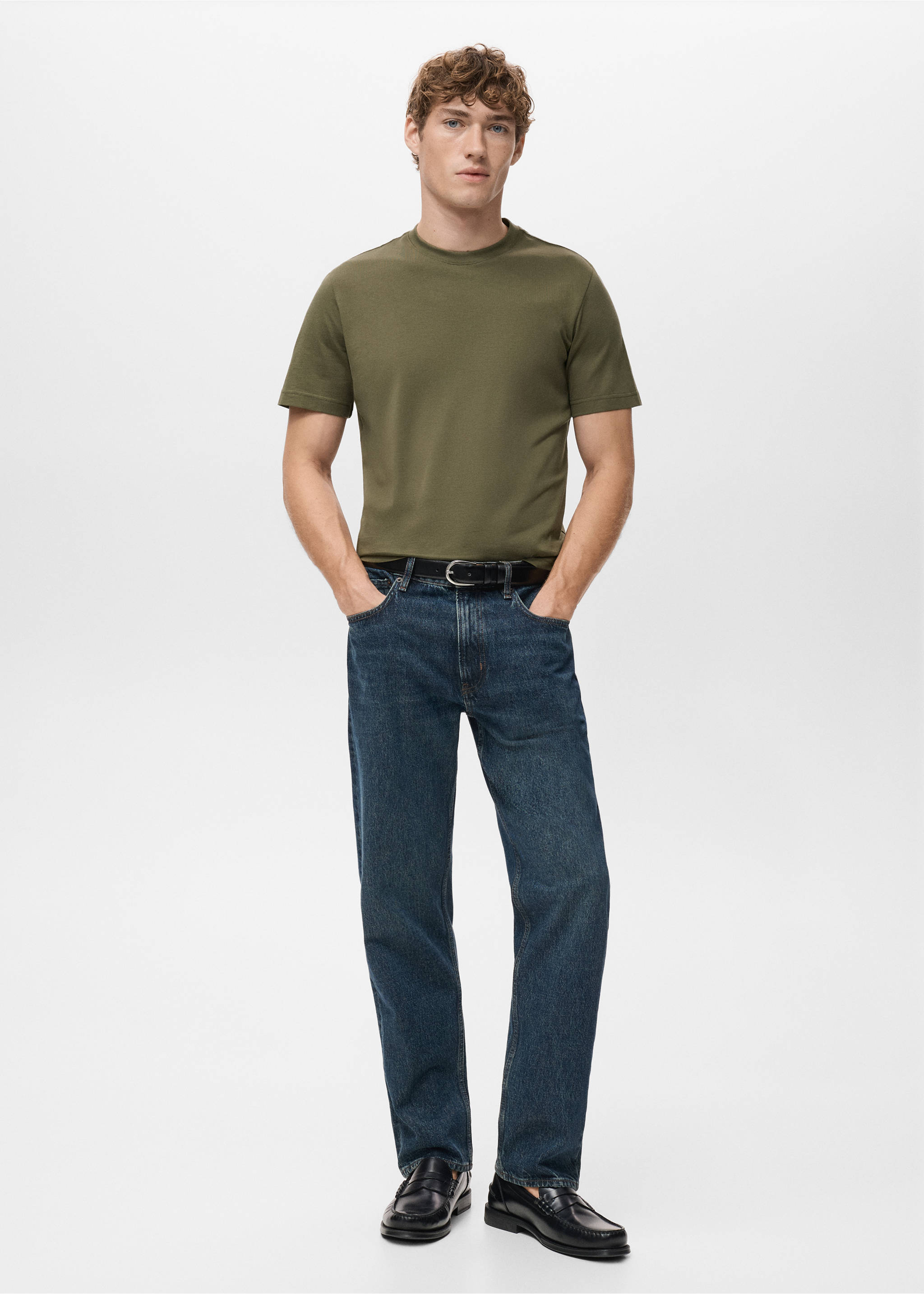 100% cotton slim-fit t-shirt - General plane, Olive Green. Ref: 27041263-00.