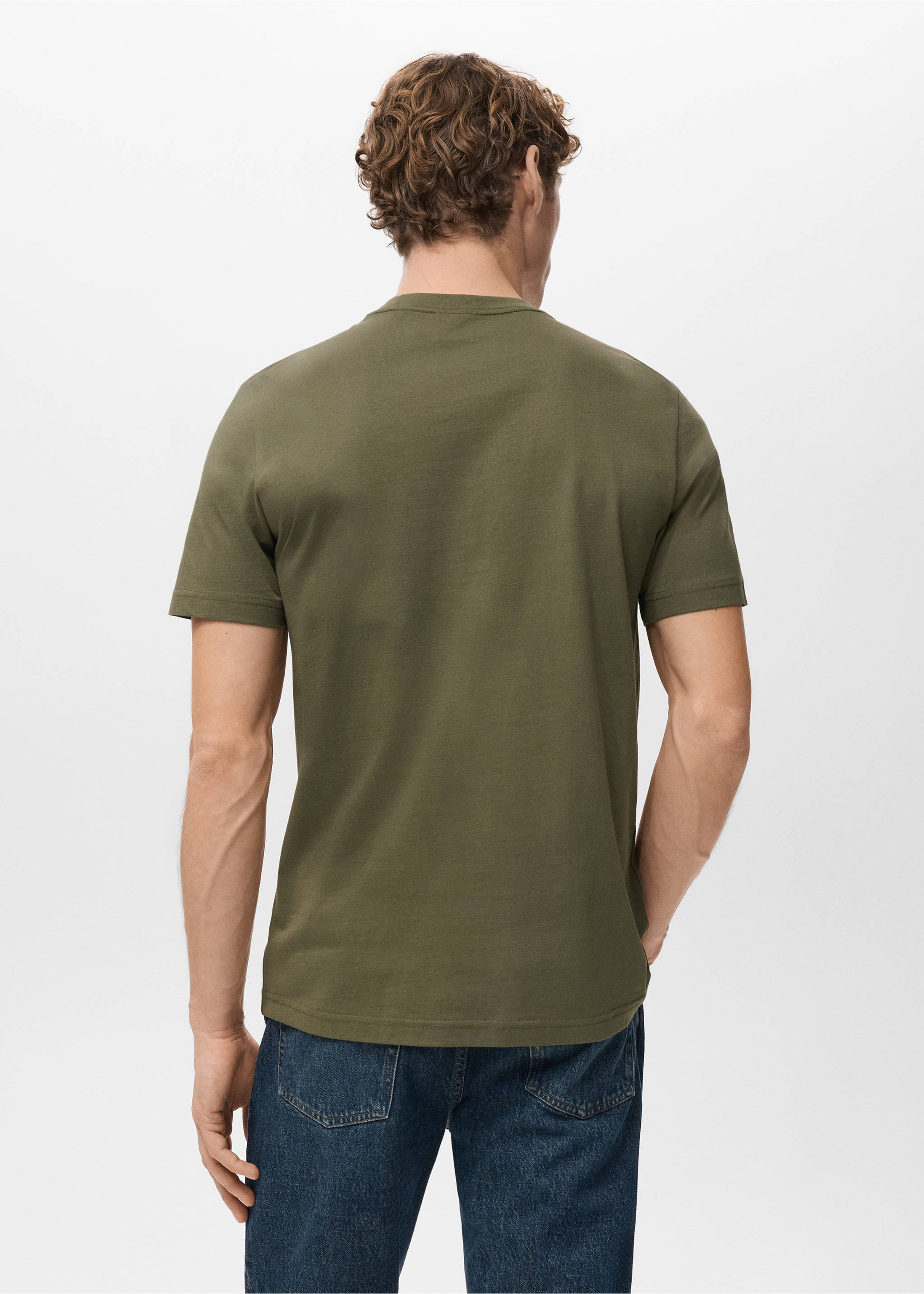 100% cotton slim-fit t-shirt - Reverse of the article, Olive Green. Ref: 27041263-00.