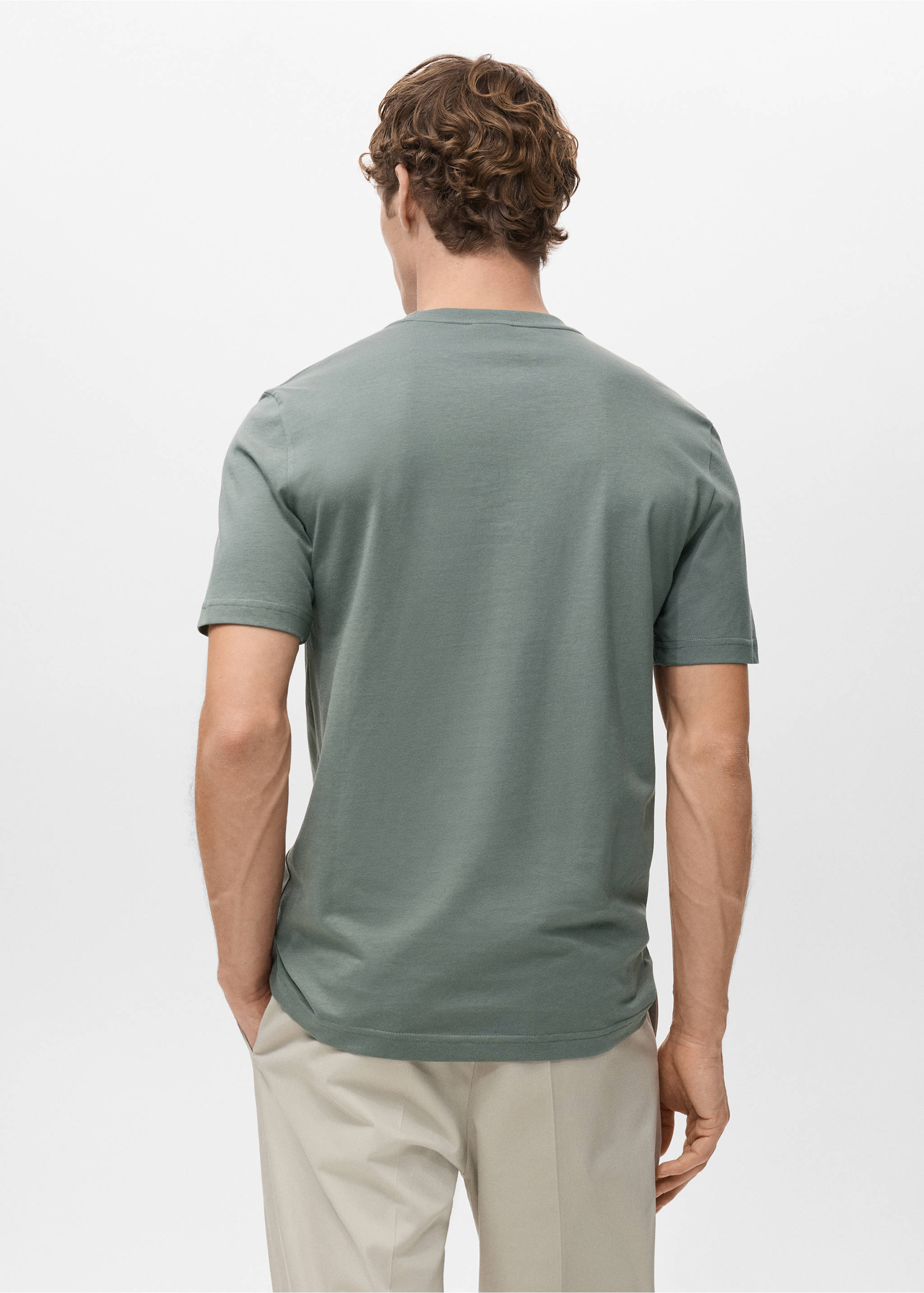 100% cotton slim-fit t-shirt - Reverse of the article, Forest Green. Ref: 27041263-00.