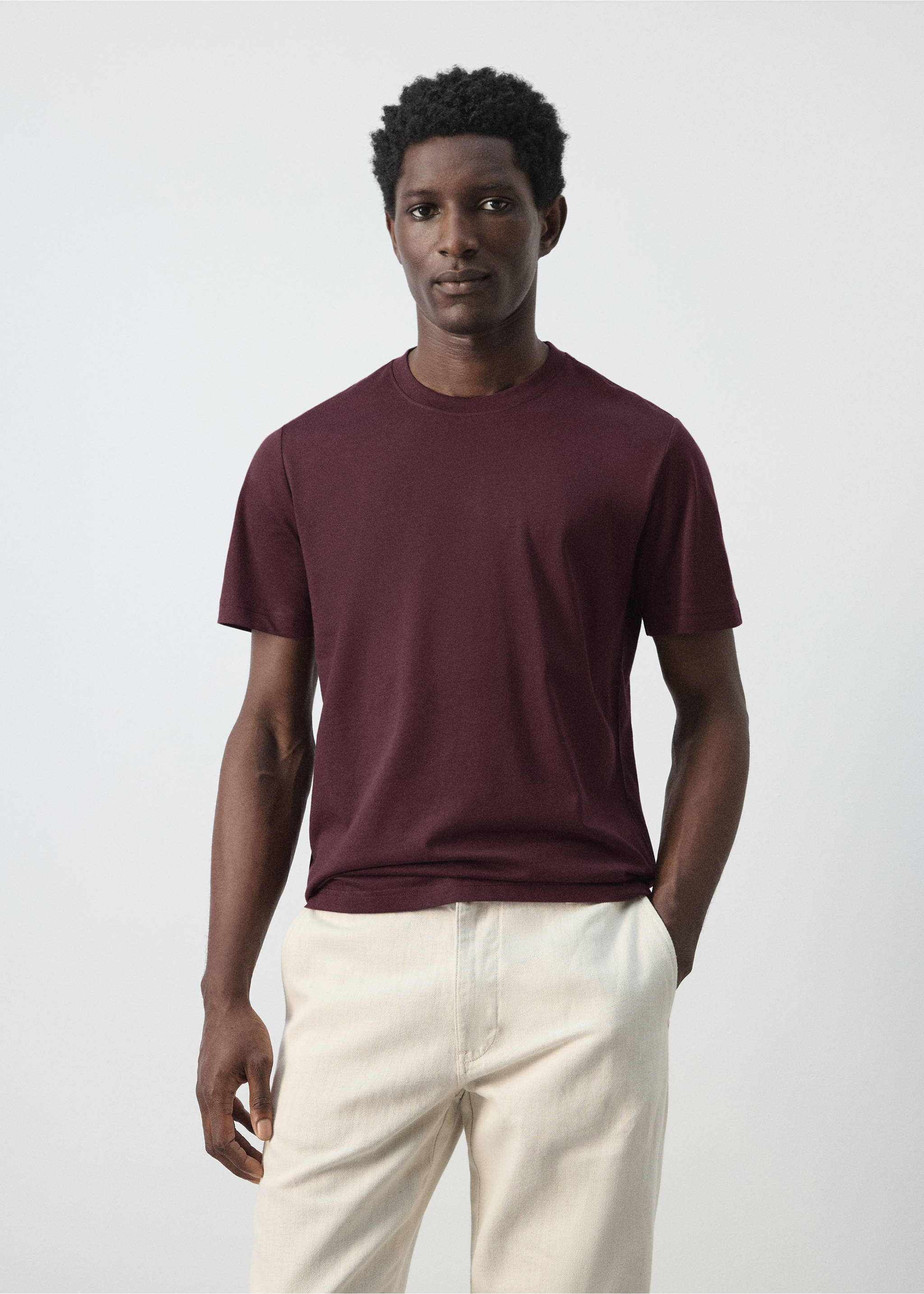 100% cotton slim-fit t-shirt - Medium plane, Plum. Ref: 27041263-00.