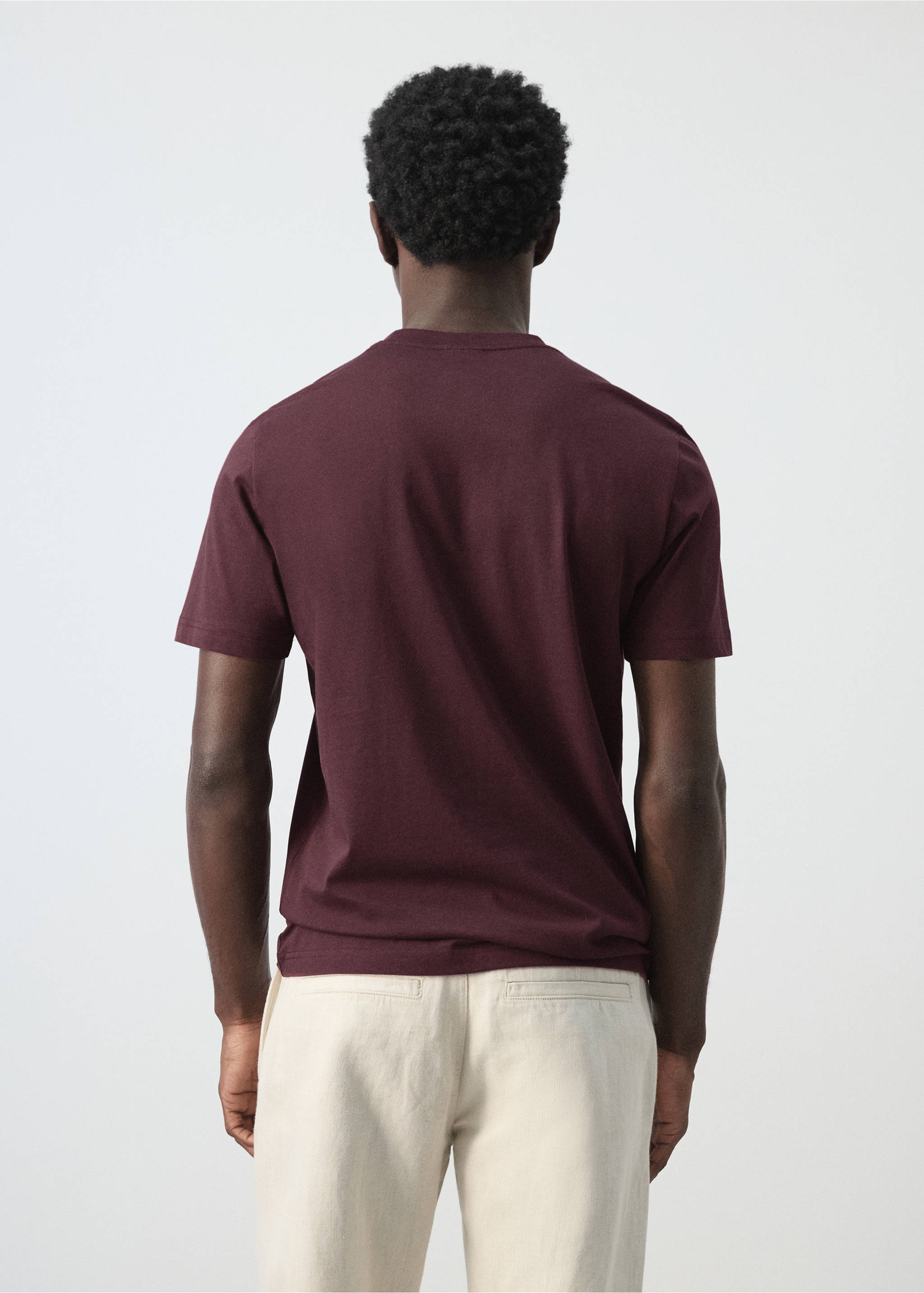 100% cotton slim-fit t-shirt - Reverse of the article, Plum. Ref: 27041263-00.