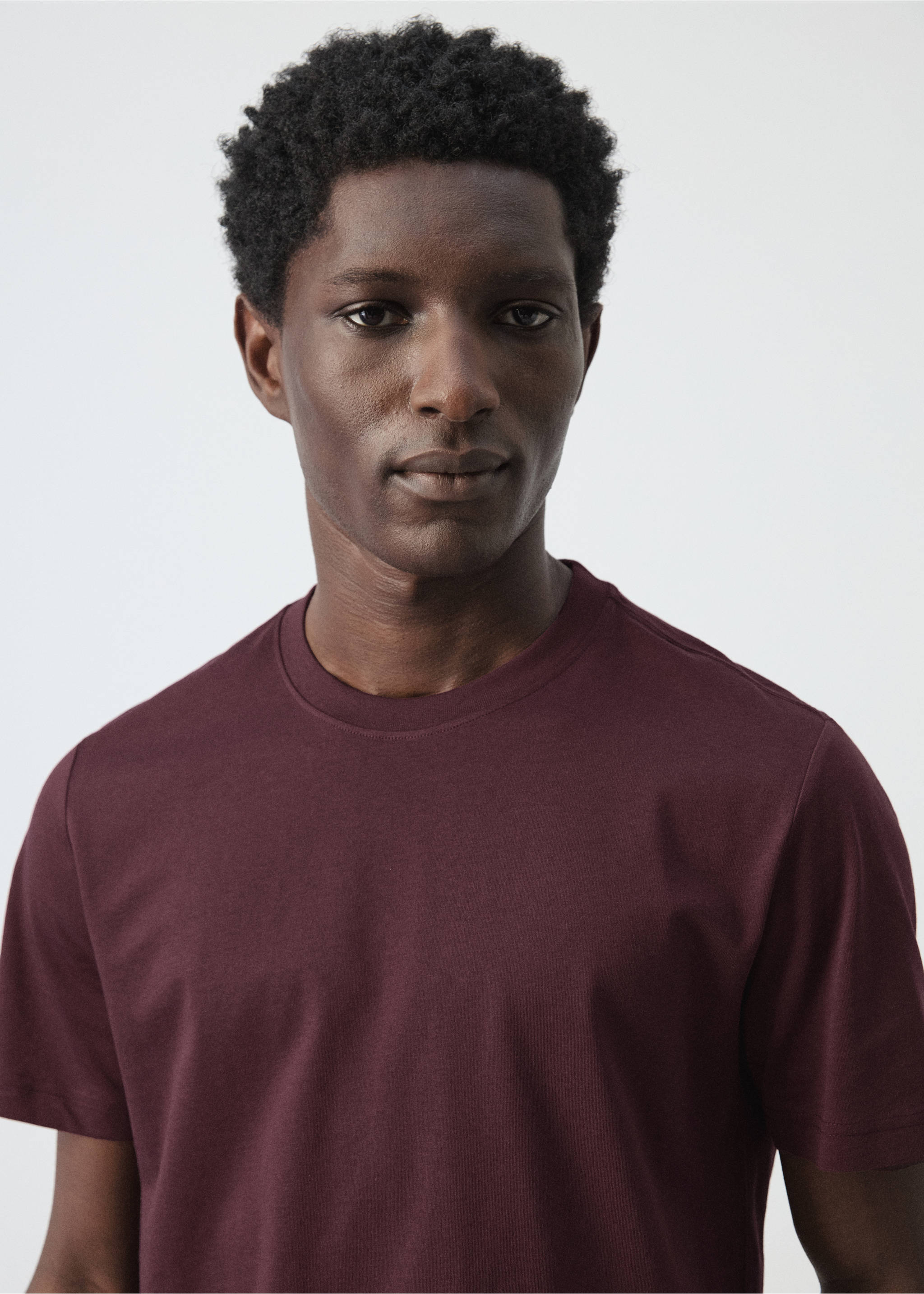 100% cotton slim-fit t-shirt - Details of the article 1, Plum. Ref: 27041263-00.